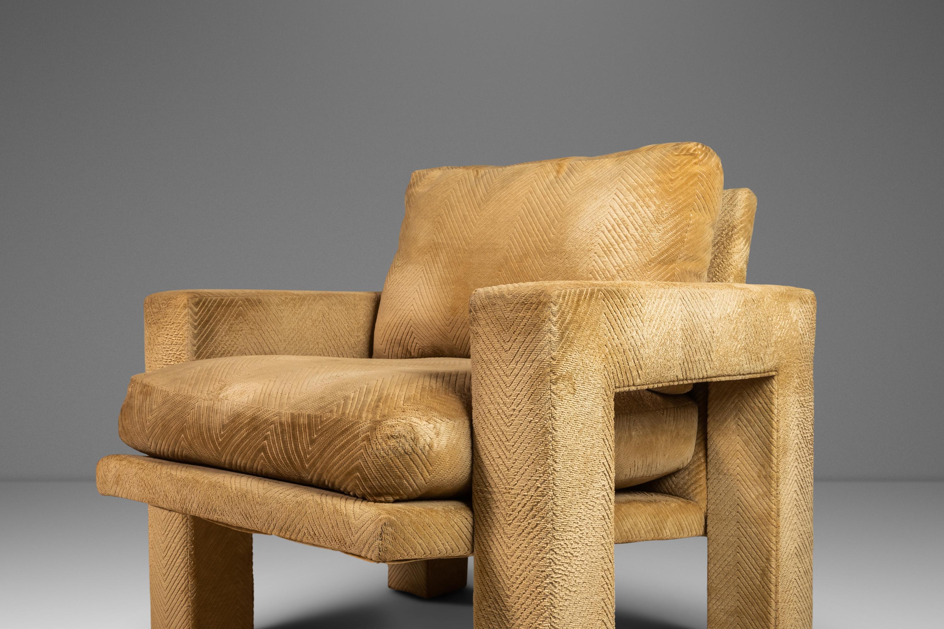 Ensemble de 2 fauteuils club Parsons modernes du milieu du siècle dernier, à la manière de Milo Baughman, 1970 en vente 1
