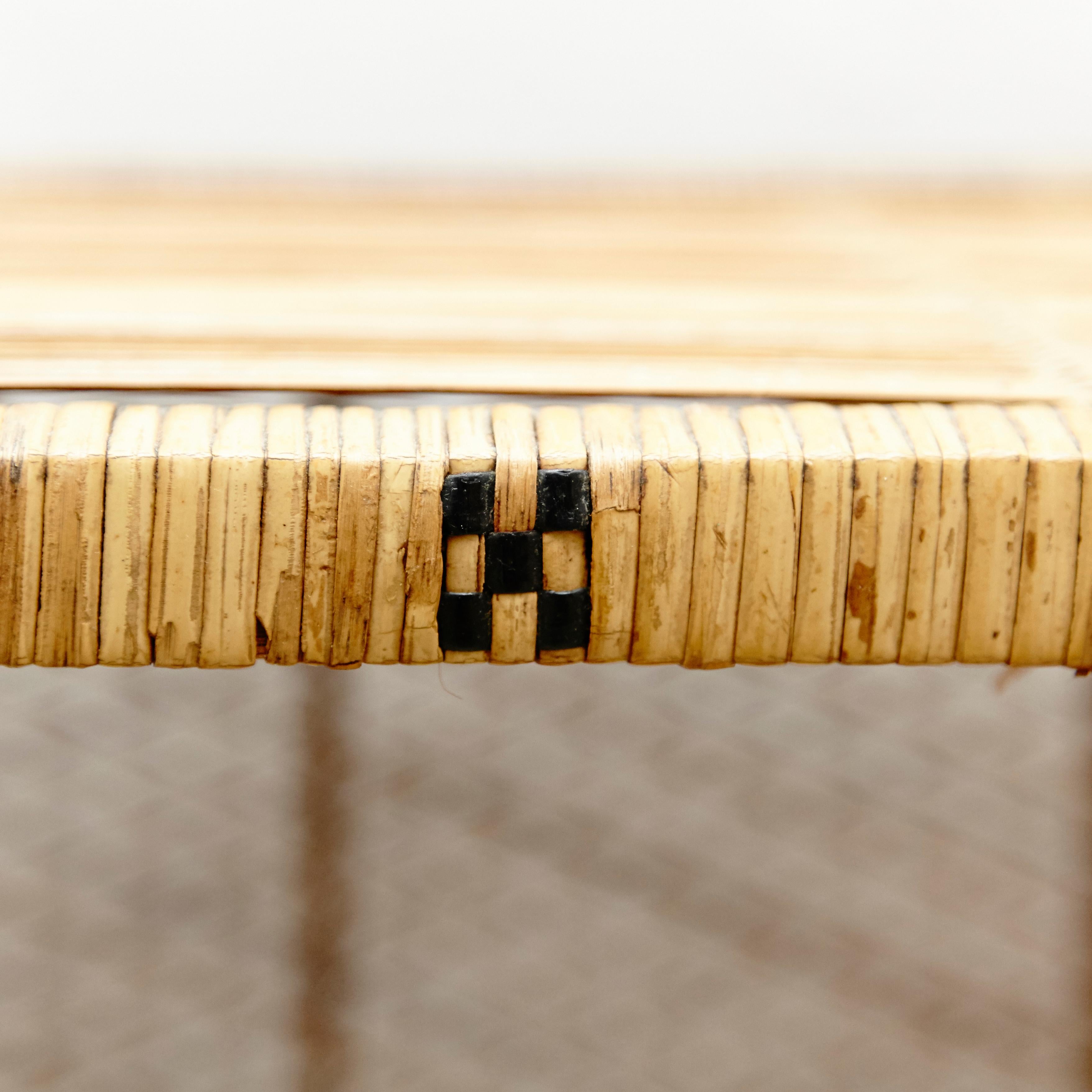 Bamboo Set of 2 Mid-Century Modern Rattan Side Tables, circa 1960