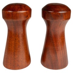 Set of 2 Mid-Century Modern Salt & Pepper Shakers in Walnut, Denmark, c. 1970's