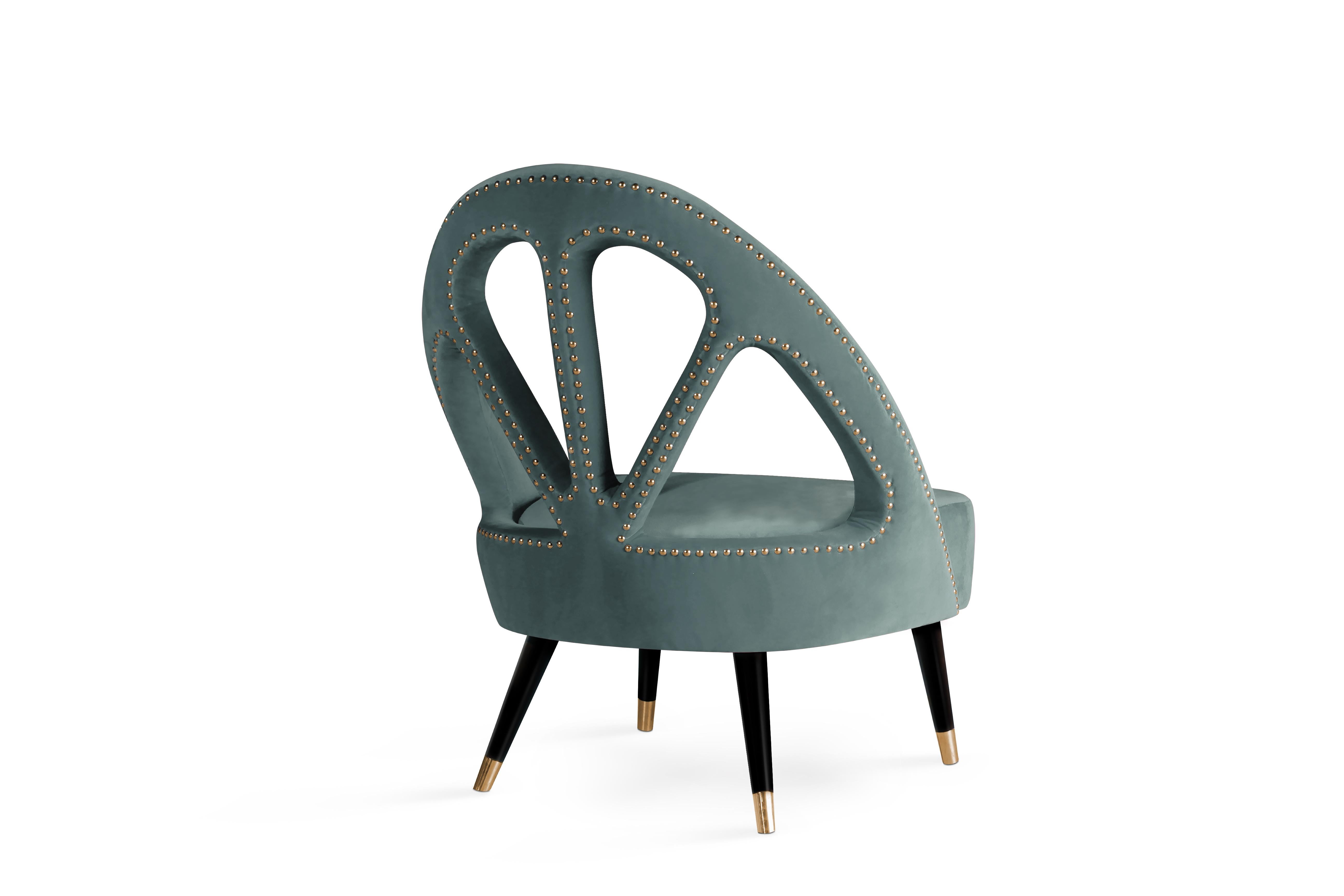 2er-Set Mid-Century Modern Scharlachroter Sessel Velvet Wood by Ottiu im Zustand „Neu“ im Angebot in RIO TINTO, PT