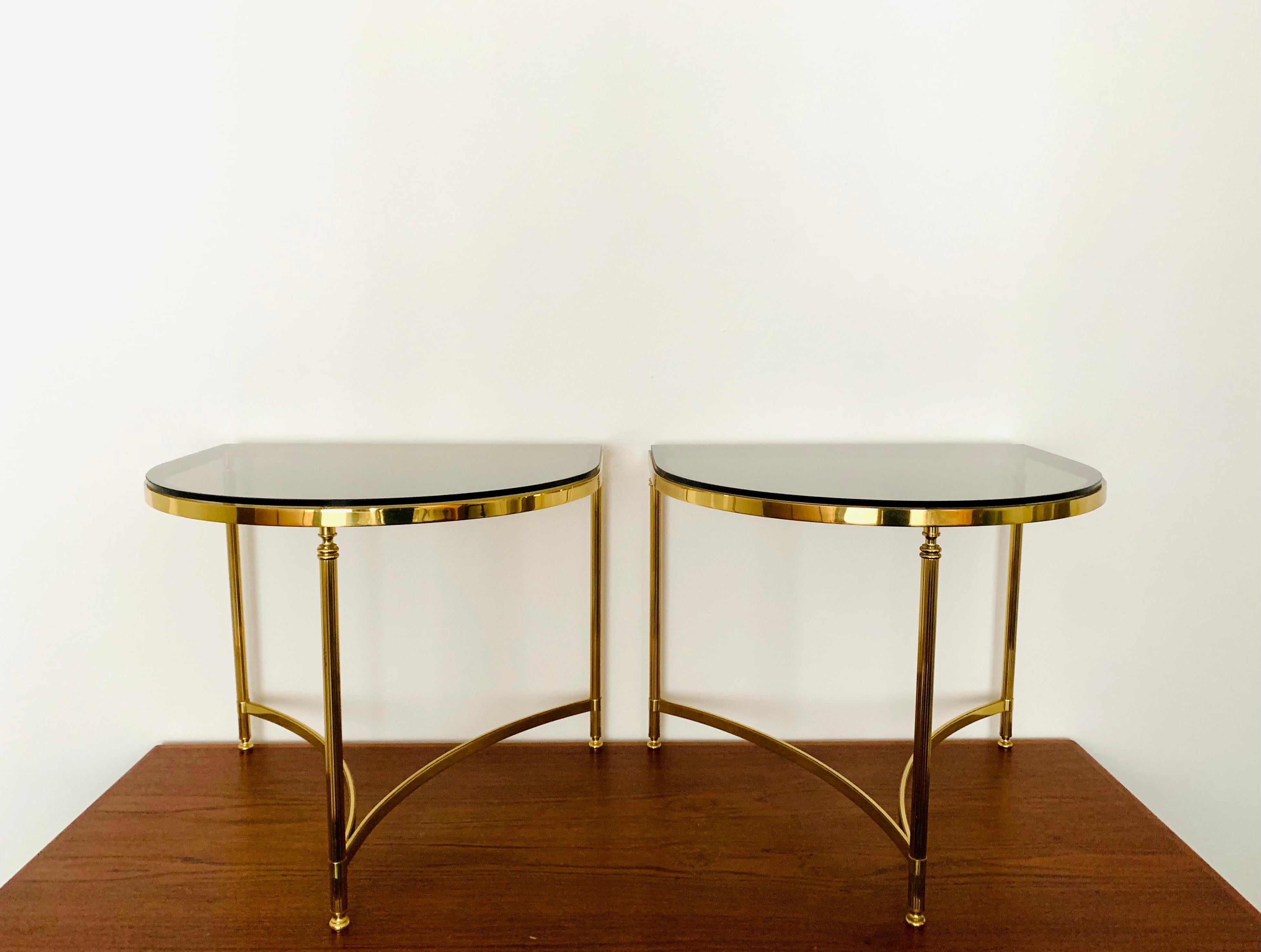 Very nice side tables from the 1960s.
Due to the design and the high-quality workmanship, the tables give every room a touch of luxury.

Manufacturer: Vereinigte Werkstätten München

Condition:

Very good vintage condition with slight signs