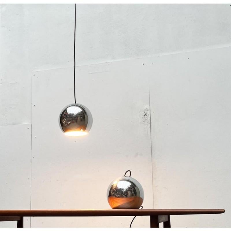 Set of 2 Mid-Century Modern Space Age Ball Pendant Lamps, 1960s For Sale 9
