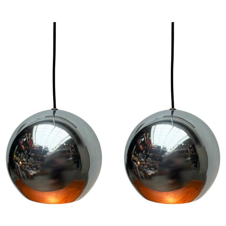 Set of 2 Mid-Century Modern Space Age Ball Pendant Lamps, 1960s