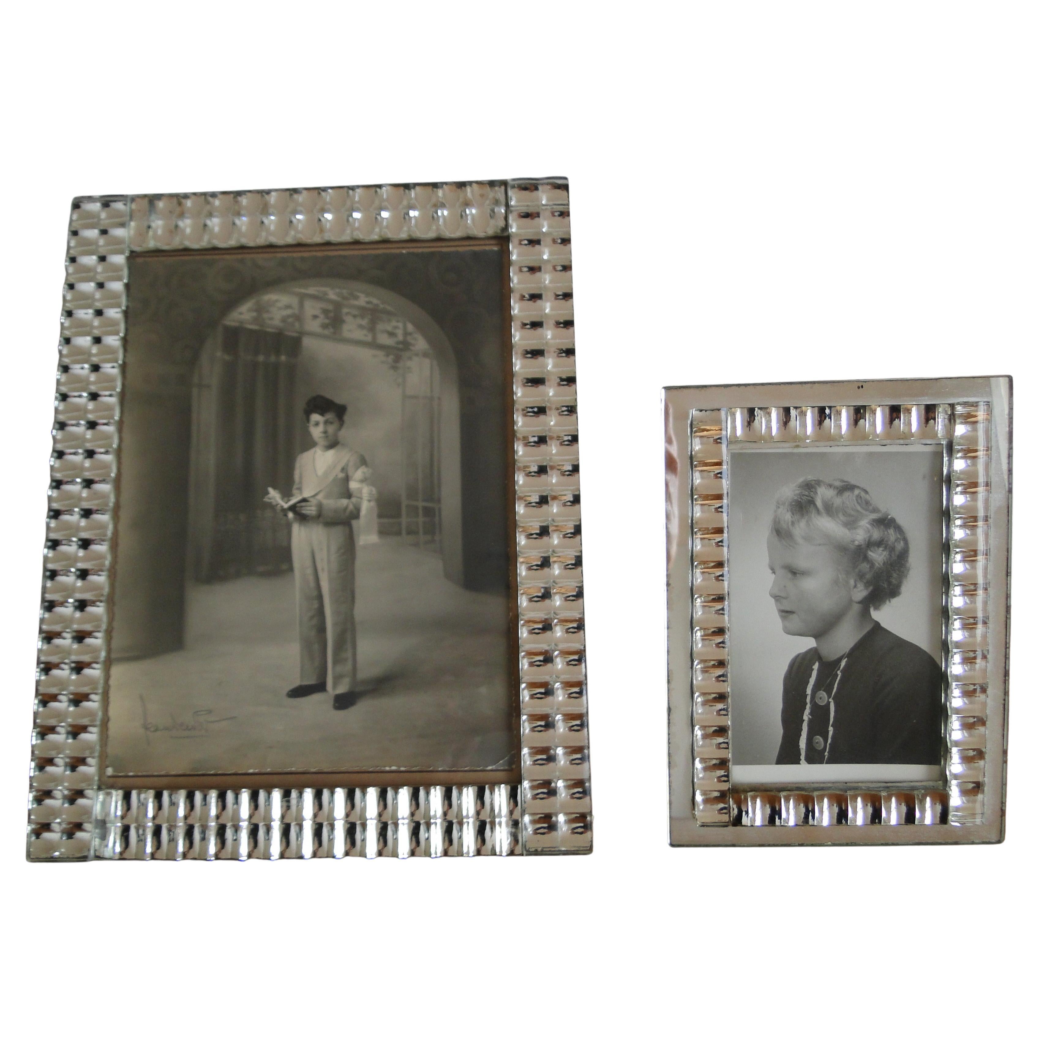 Set of 2 Mid-Century Modern Style Mirror Photo Frames For Sale