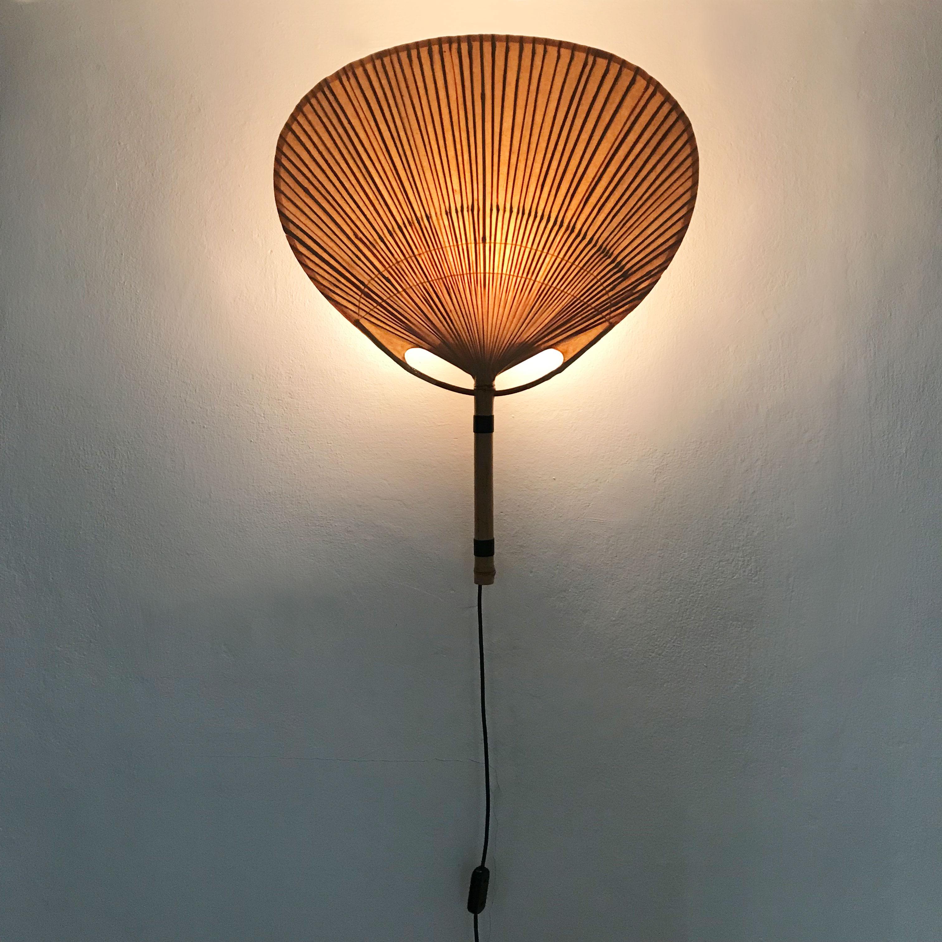 Set of 2 Mid-Century Modern 'Uchiwa III' Fan Wall Lamps by Ingo Maurer, 1970s 4