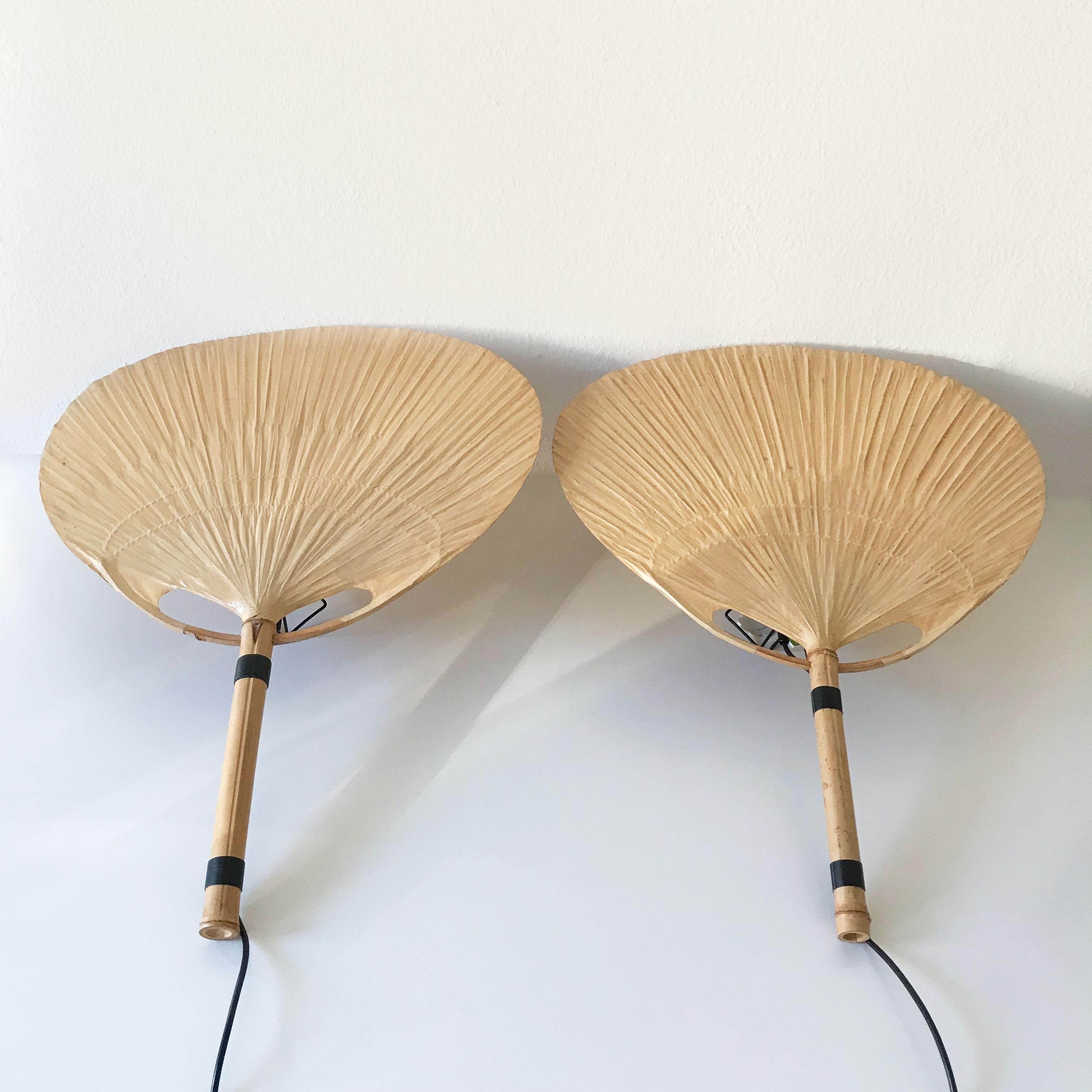 Set of 2 Mid-Century Modern 'Uchiwa III' Fan Wall Lamps by Ingo Maurer, 1970s 7