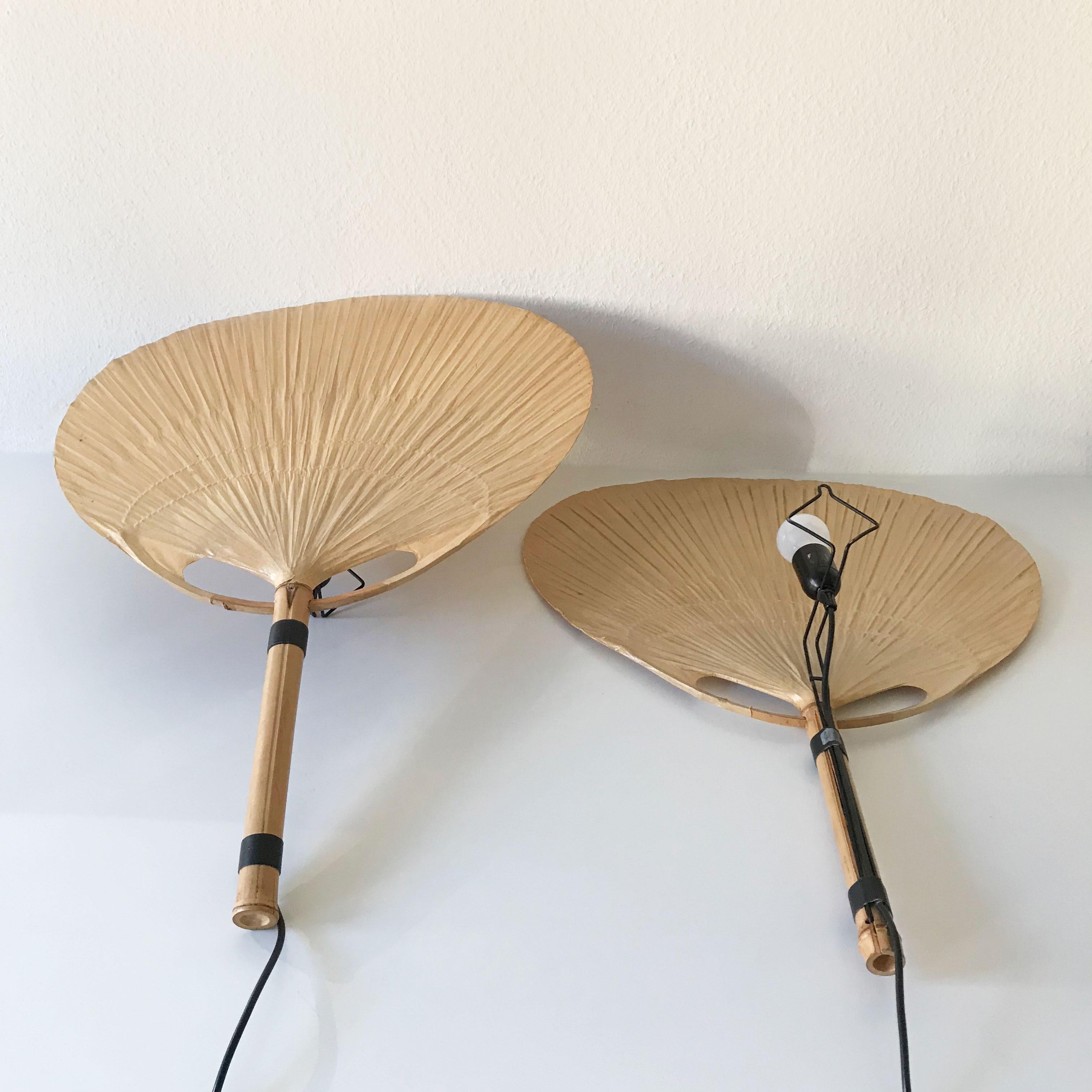 Set of 2 Mid-Century Modern 'Uchiwa III' Fan Wall Lamps by Ingo Maurer, 1970s 8