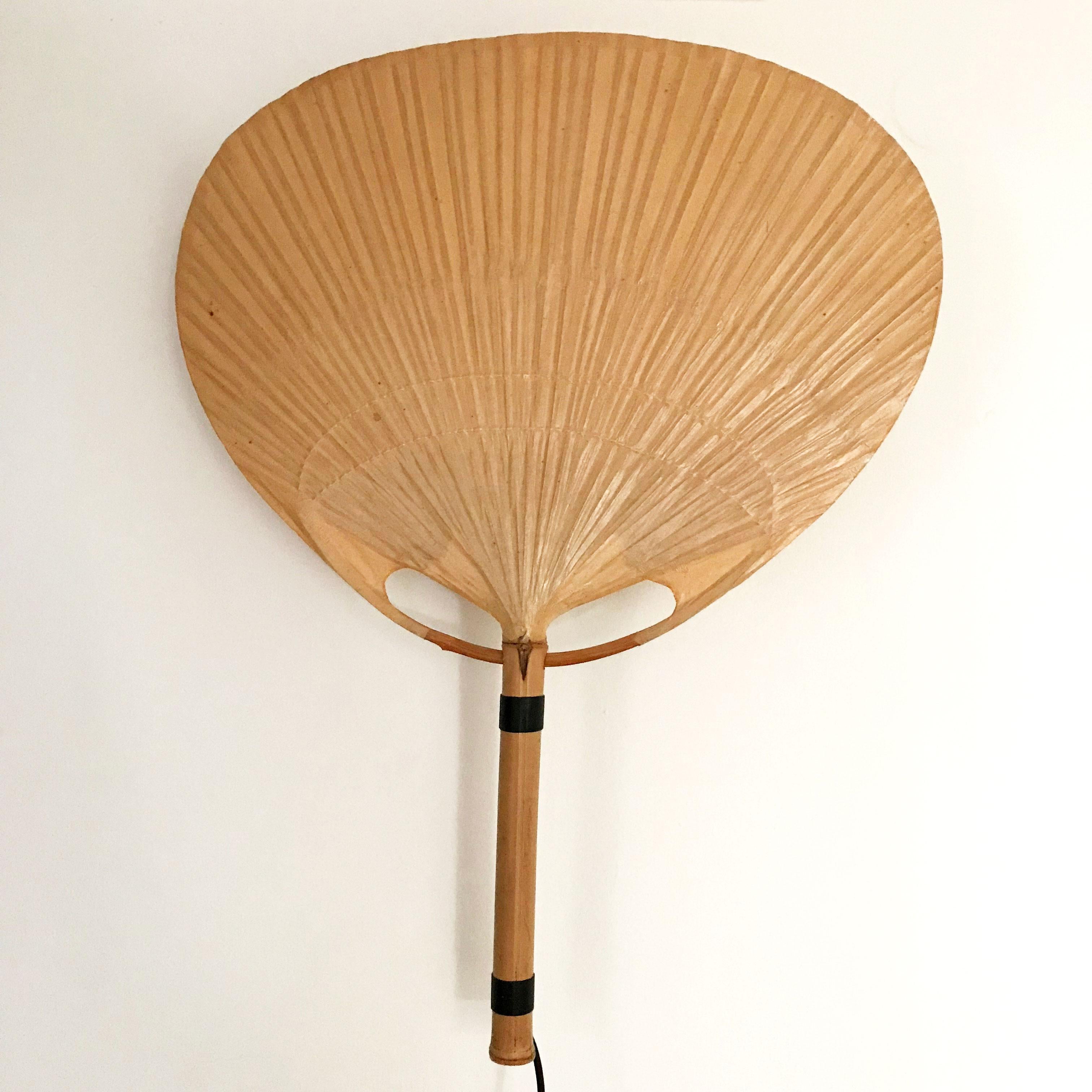 German Set of 2 Mid-Century Modern 'Uchiwa III' Fan Wall Lamps by Ingo Maurer, 1970s
