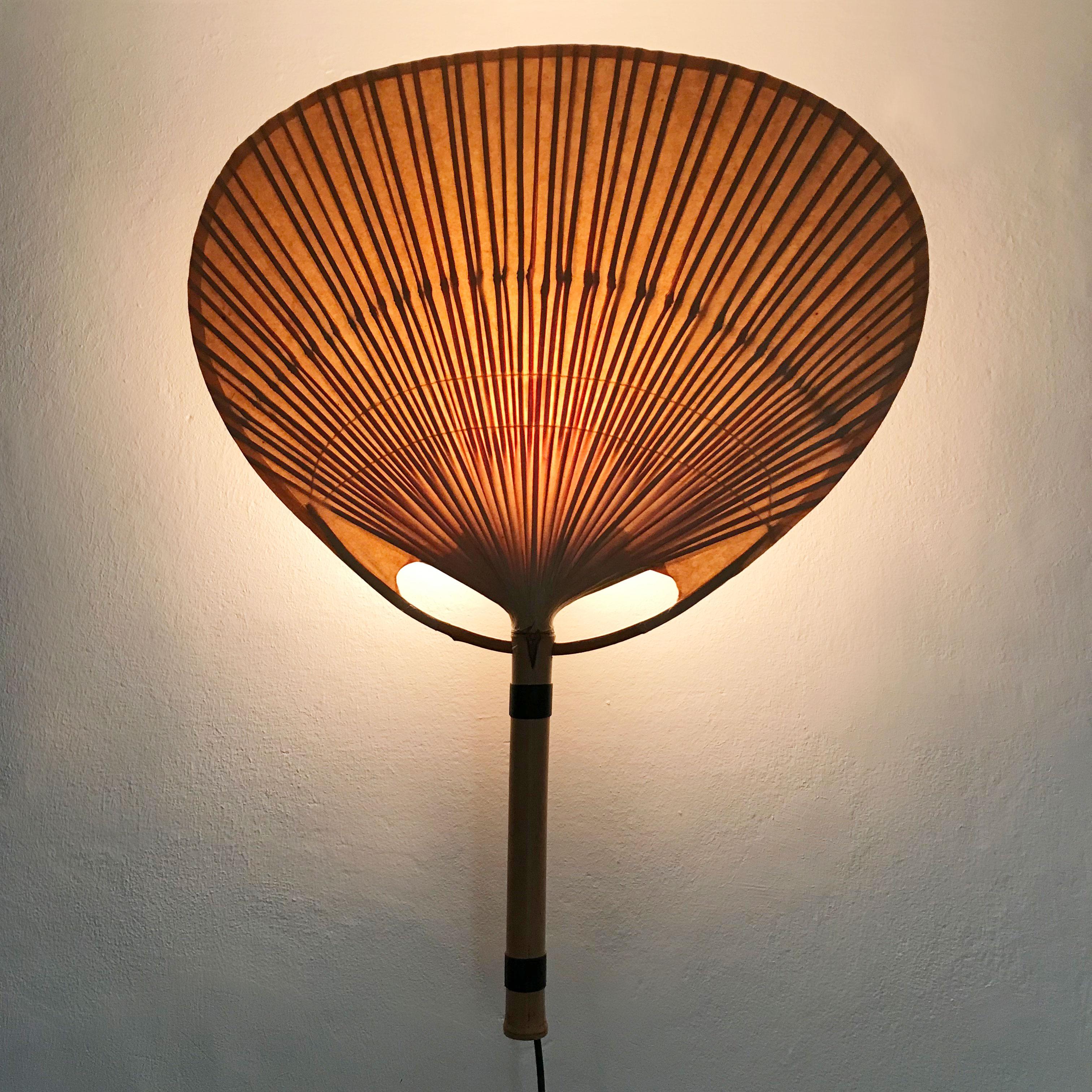 Set of 2 Mid-Century Modern 'Uchiwa III' Fan Wall Lamps by Ingo Maurer, 1970s In Good Condition In Munich, DE
