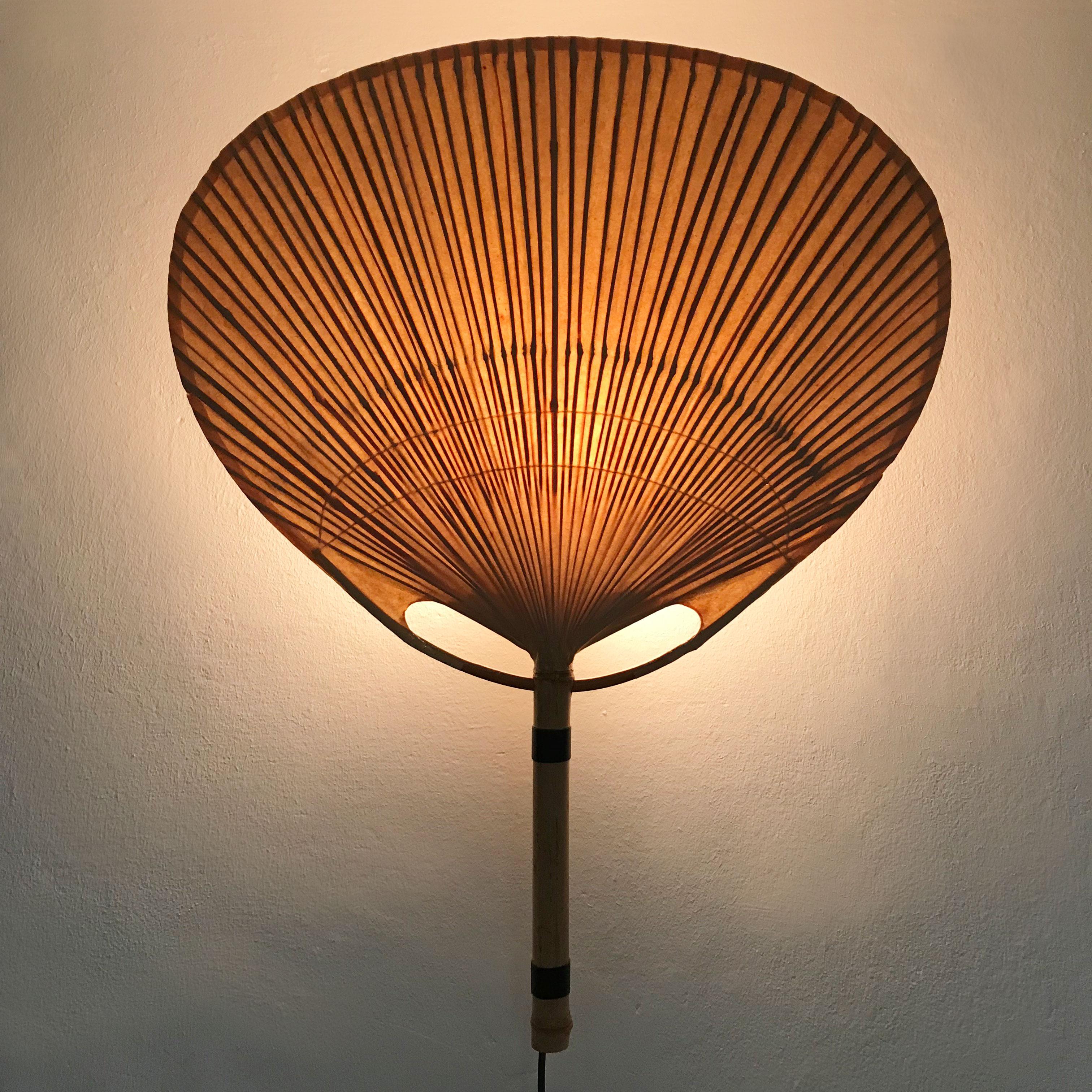 Set of 2 Mid-Century Modern 'Uchiwa III' Fan Wall Lamps by Ingo Maurer, 1970s 2