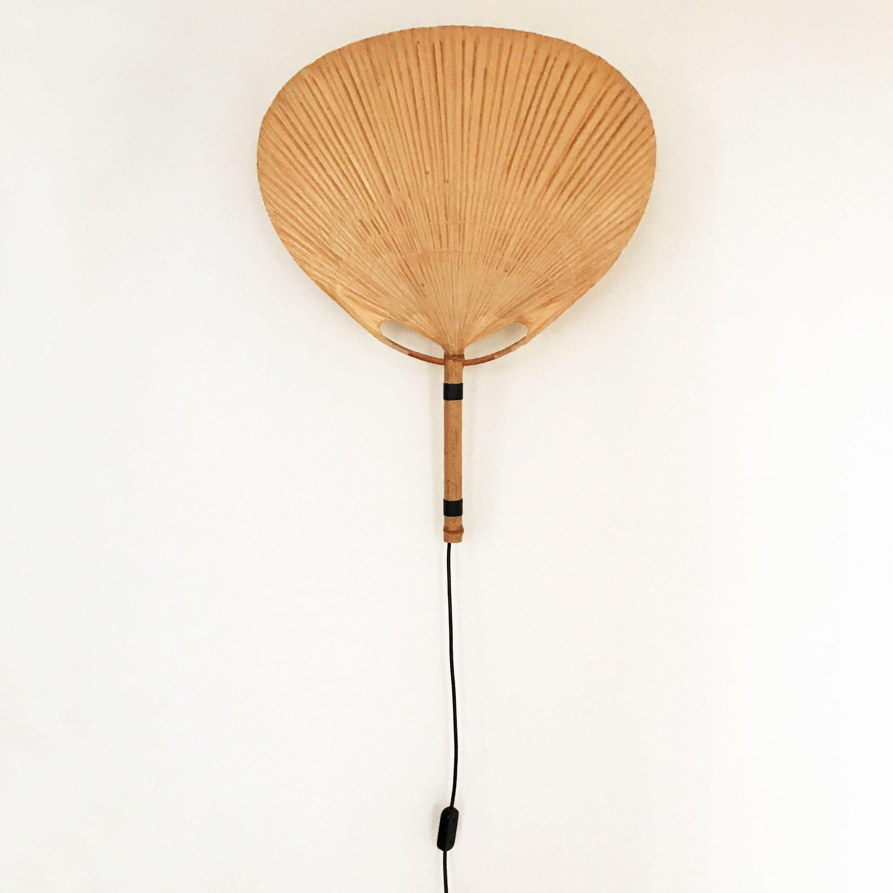 Set of 2 Mid-Century Modern 'Uchiwa III' Fan Wall Lamps by Ingo Maurer, 1970s 3