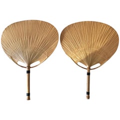 Set of 2 Mid-Century Modern 'Uchiwa III' Fan Wall Lamps by Ingo Maurer, 1970s