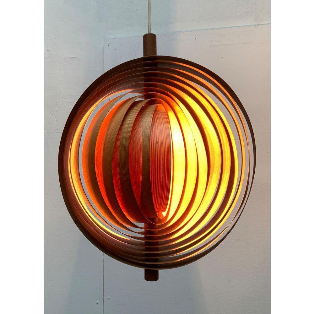 Ensemble de 2 lampes lune en bois de teck du milieu du siècle dernier, années 1960 en vente 4