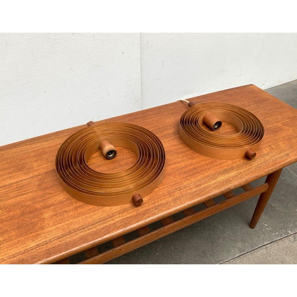 Ensemble de 2 lampes lune en bois de teck du milieu du siècle dernier, années 1960 en vente 6
