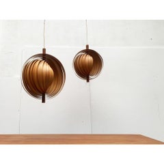 Set of 2 Mid-Century Moon Lamps in Teak Wood, 1960s