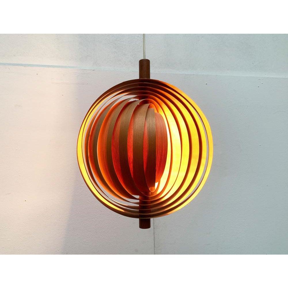 Plastique Ensemble de 2 lampes lune en bois de teck du milieu du siècle dernier, années 1960 en vente