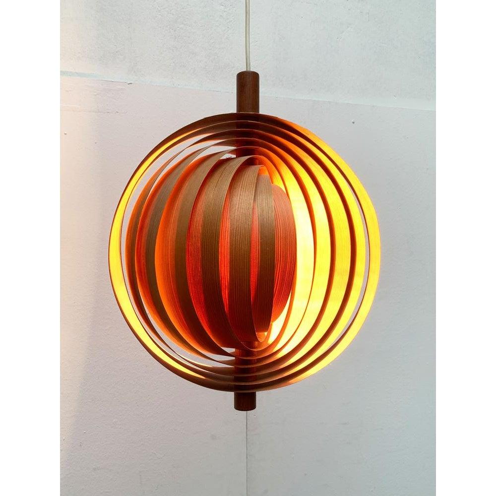 Ensemble de 2 lampes lune en bois de teck du milieu du siècle dernier, années 1960 en vente 1