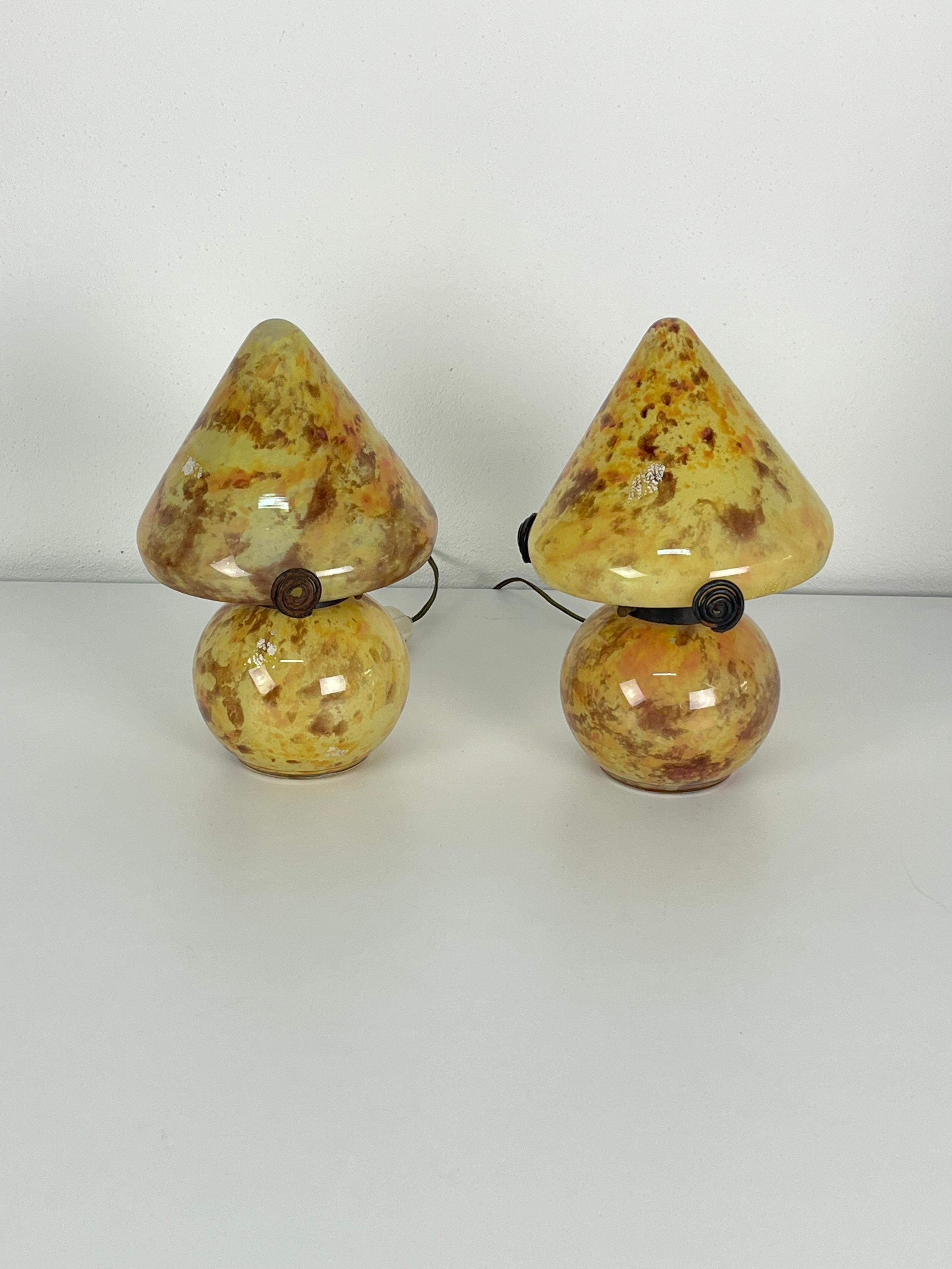 Set of 2 Mid-Century Murano Glass Bedside Lamps, 1950s For Sale 5