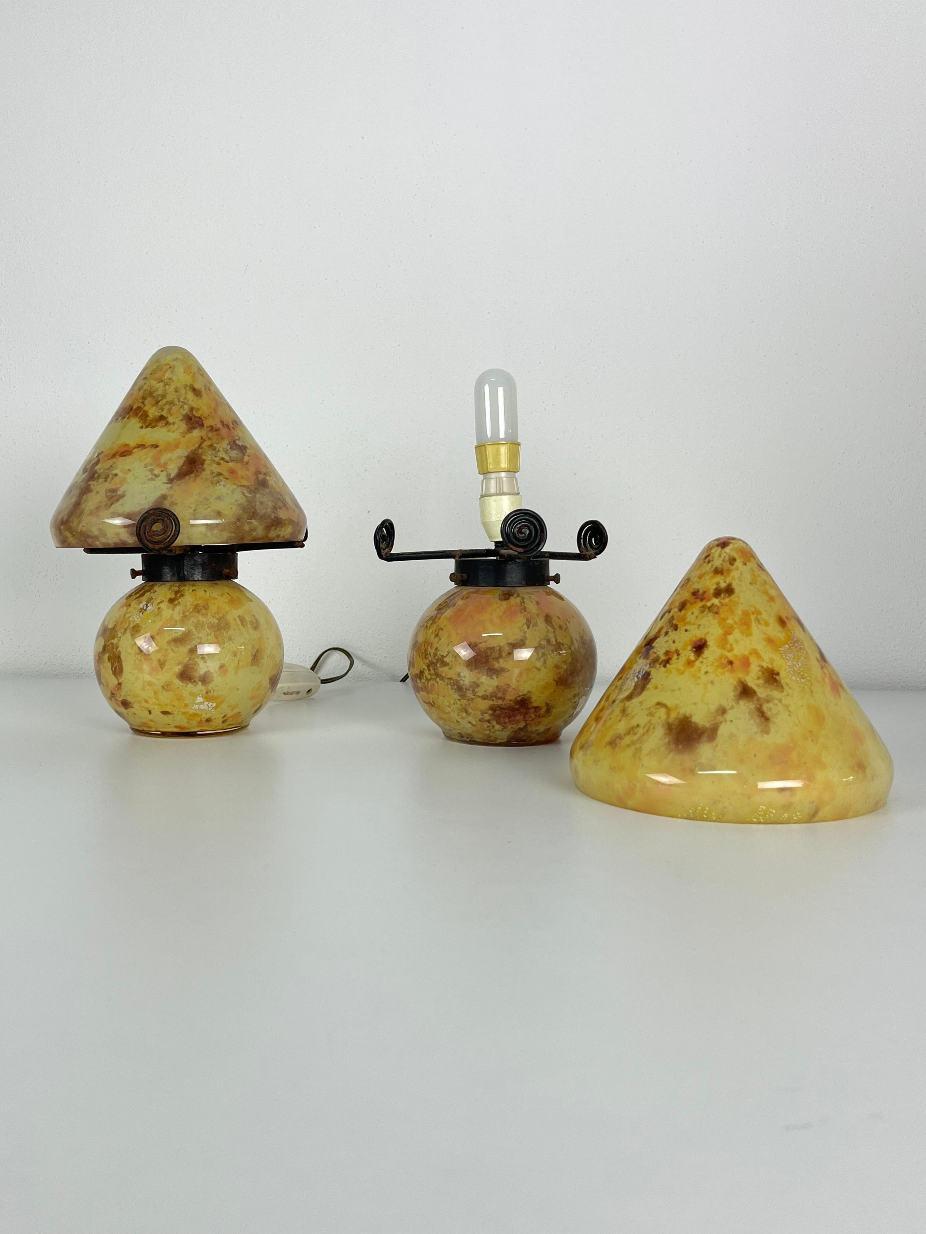 Set of 2 Mid-Century Murano Glass Bedside Lamps, 1950s For Sale 6