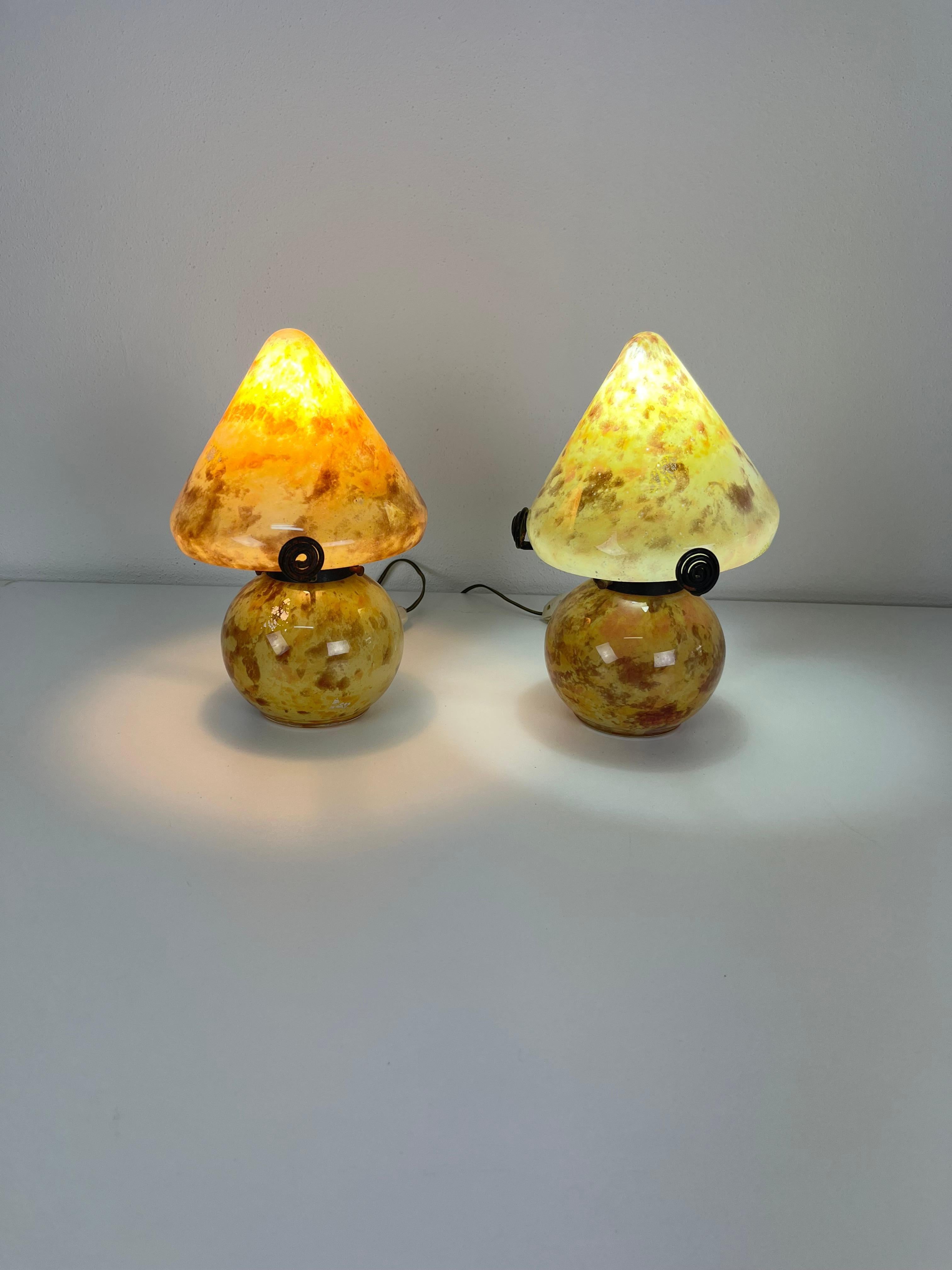 Mid-20th Century Set of 2 Mid-Century Murano Glass Bedside Lamps, 1950s For Sale