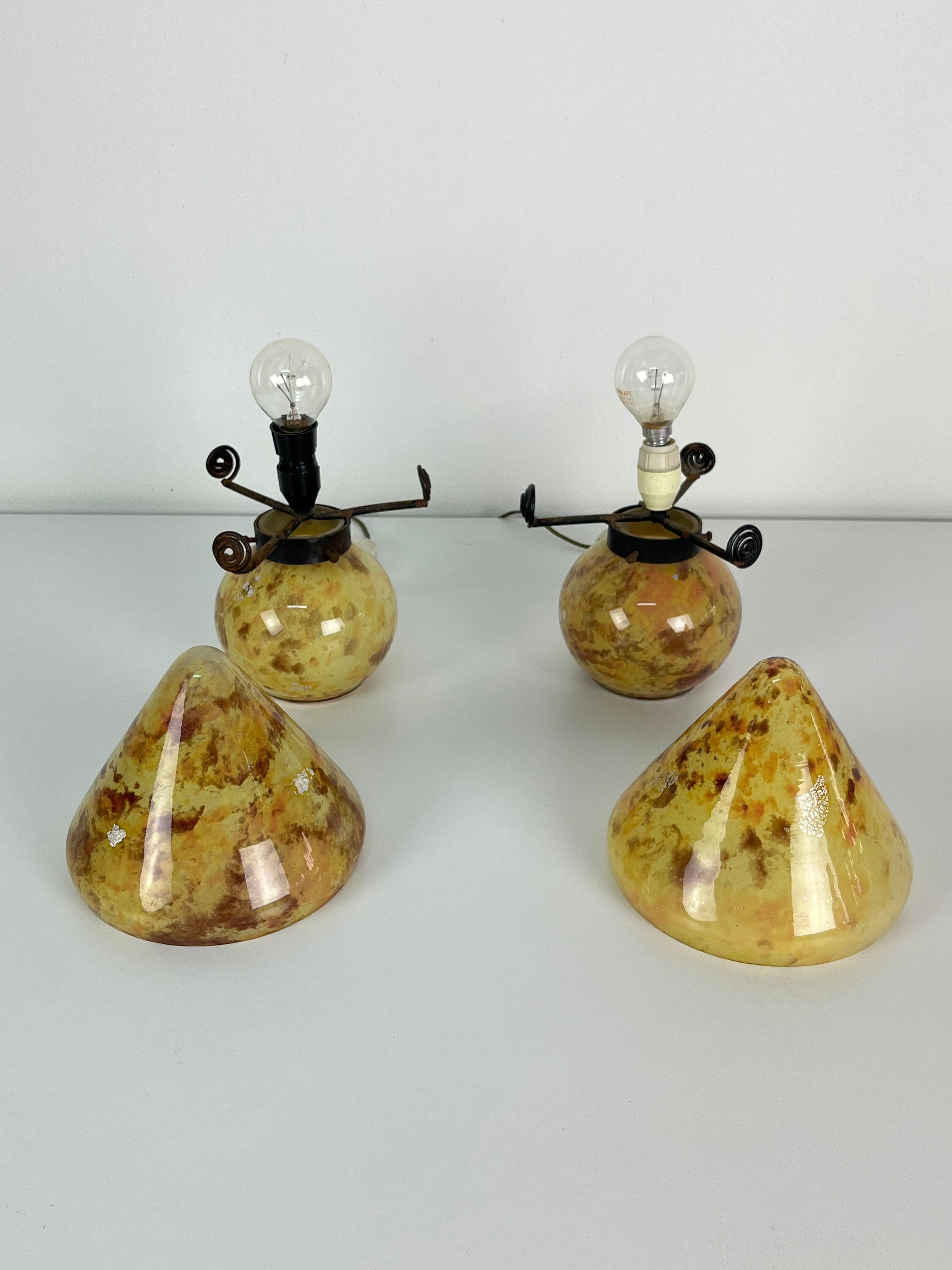 Set of 2 Mid-Century Murano Glass Bedside Lamps, 1950s For Sale 1