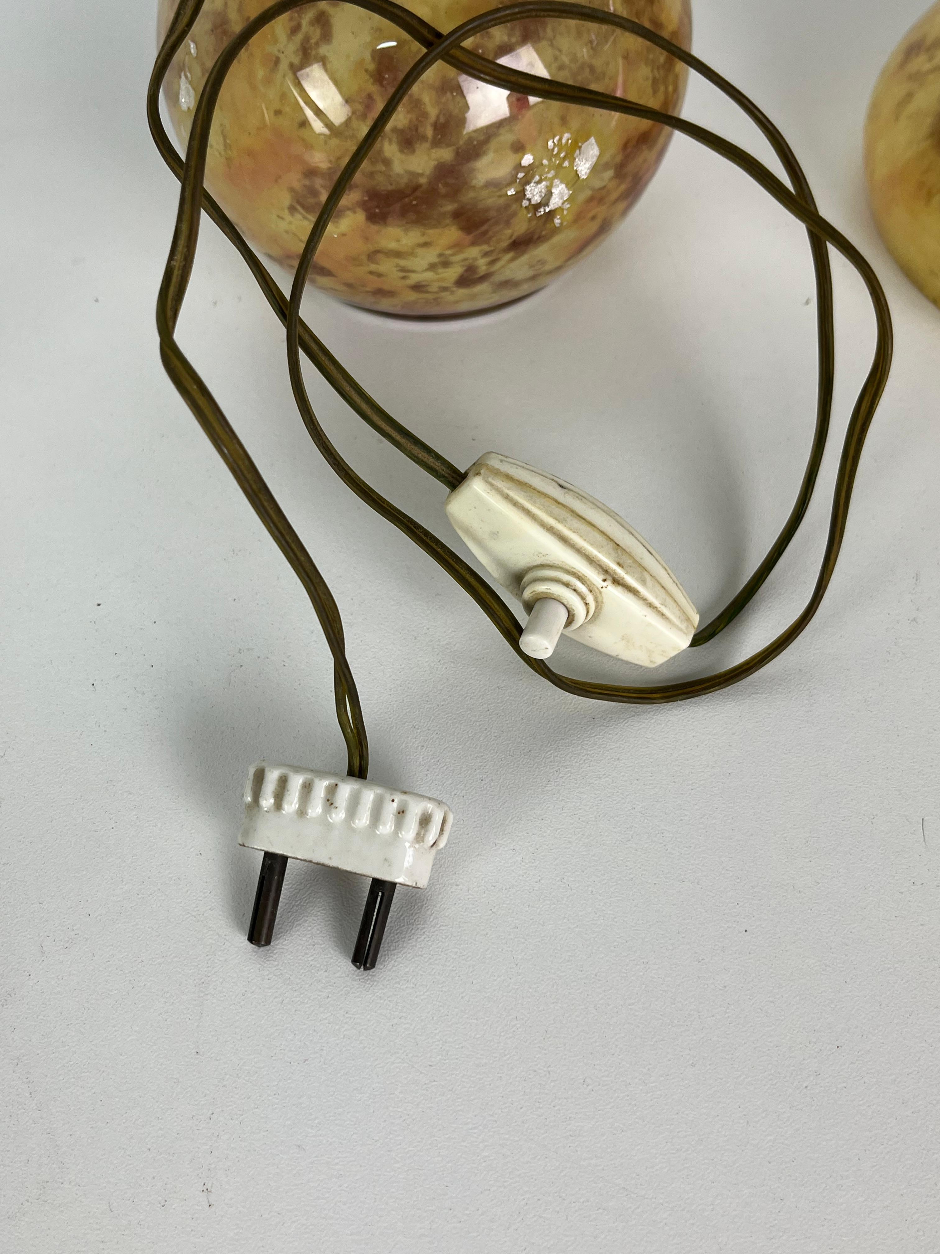 Set of 2 Mid-Century Murano Glass Bedside Lamps, 1950s For Sale 2