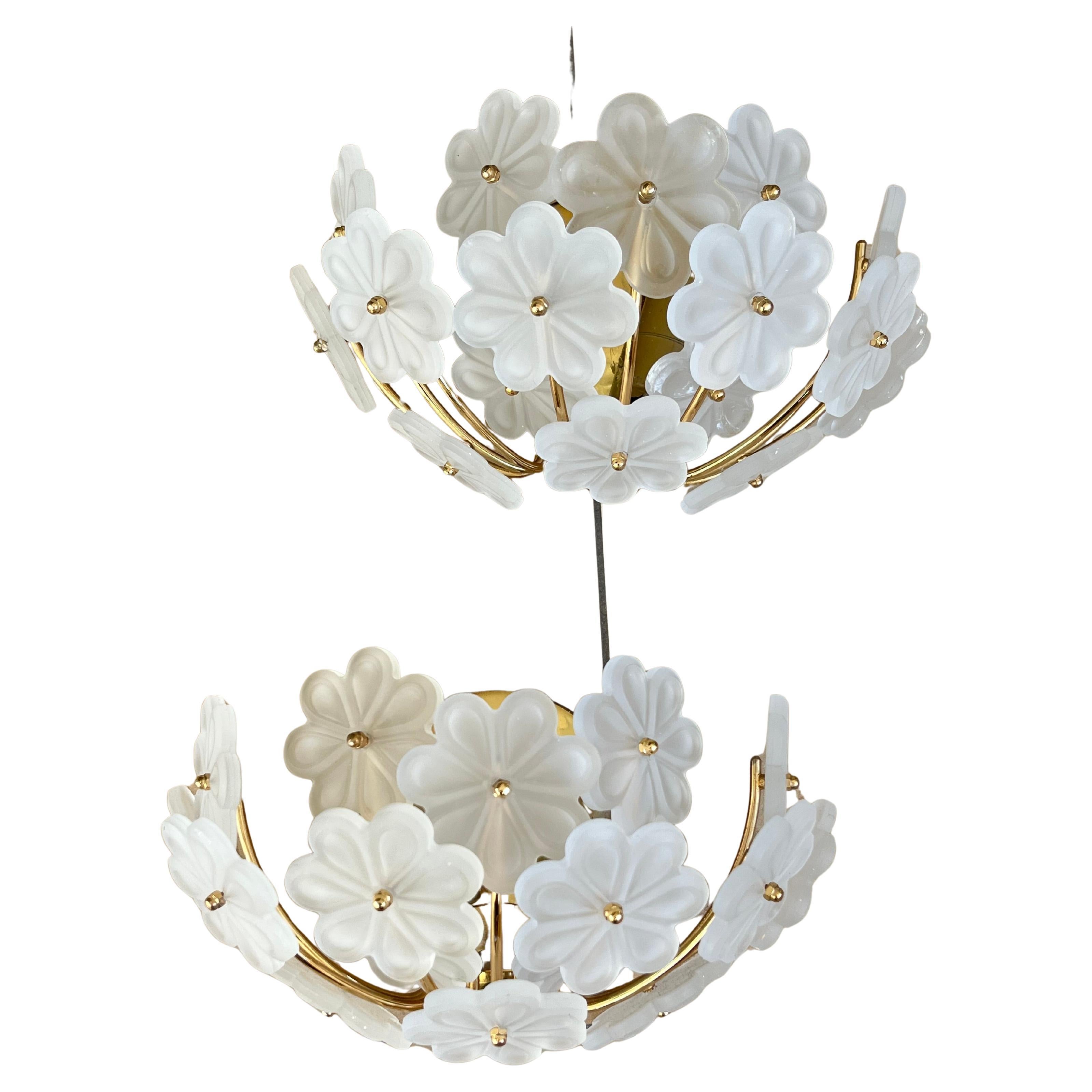 Satz von 2 Murano-Glasblumen-Wandlampen aus der Mitte des Jahrhunderts, zugeschrieben Barovier 1960er Jahre