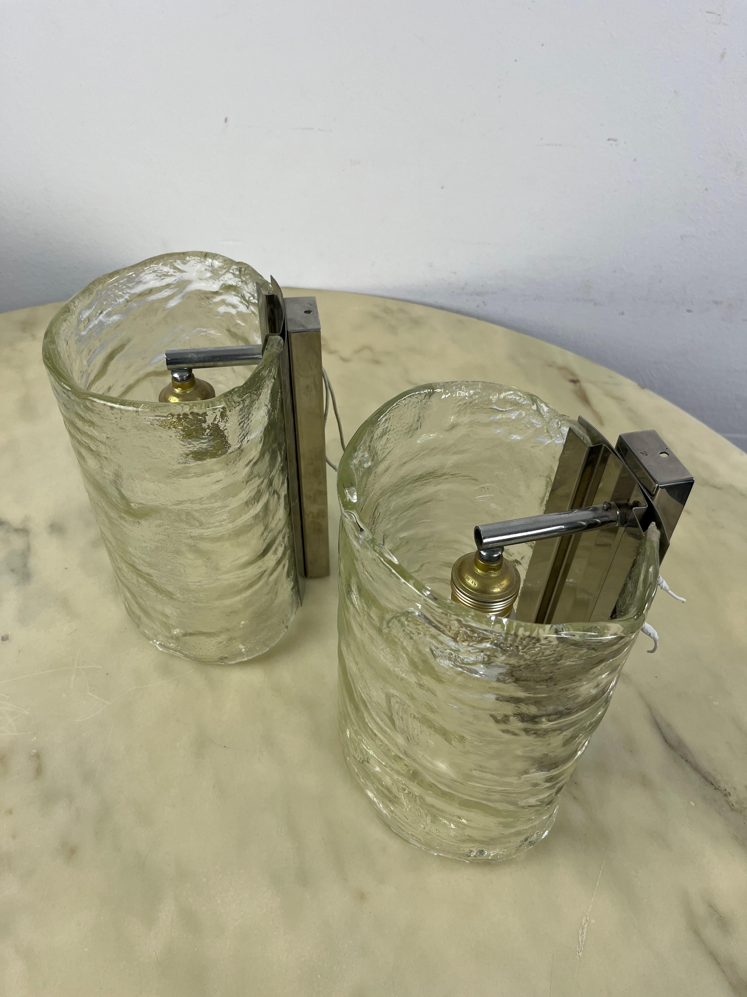 Set di 2 lampade da parete in vetro di Murano della metà del secolo scorso, attribuite a Gino Cenedese, anni '60 in vendita 6