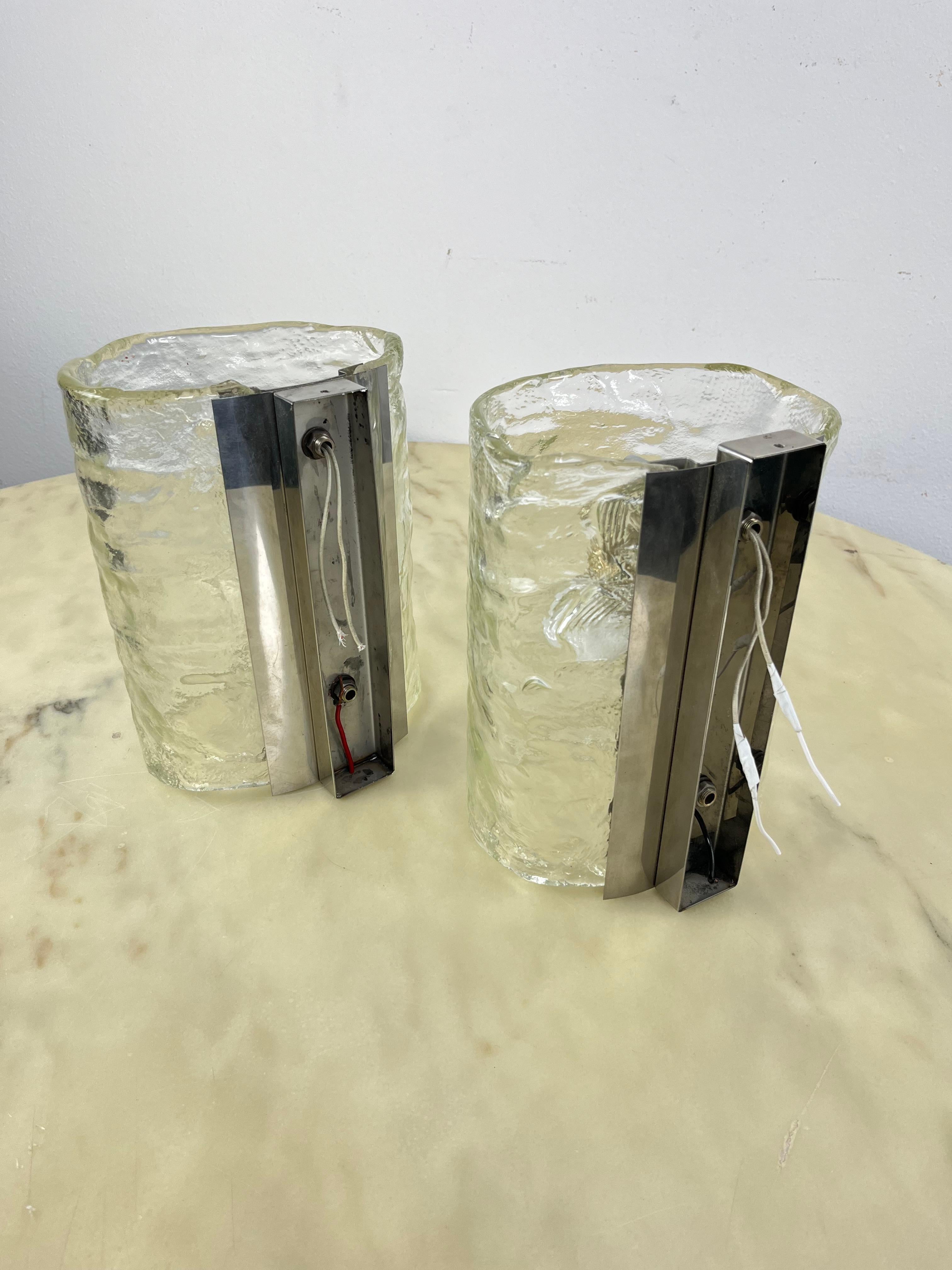 Set di 2 lampade da parete in vetro di Murano della metà del secolo scorso, attribuite a Gino Cenedese, anni '60 in vendita 7