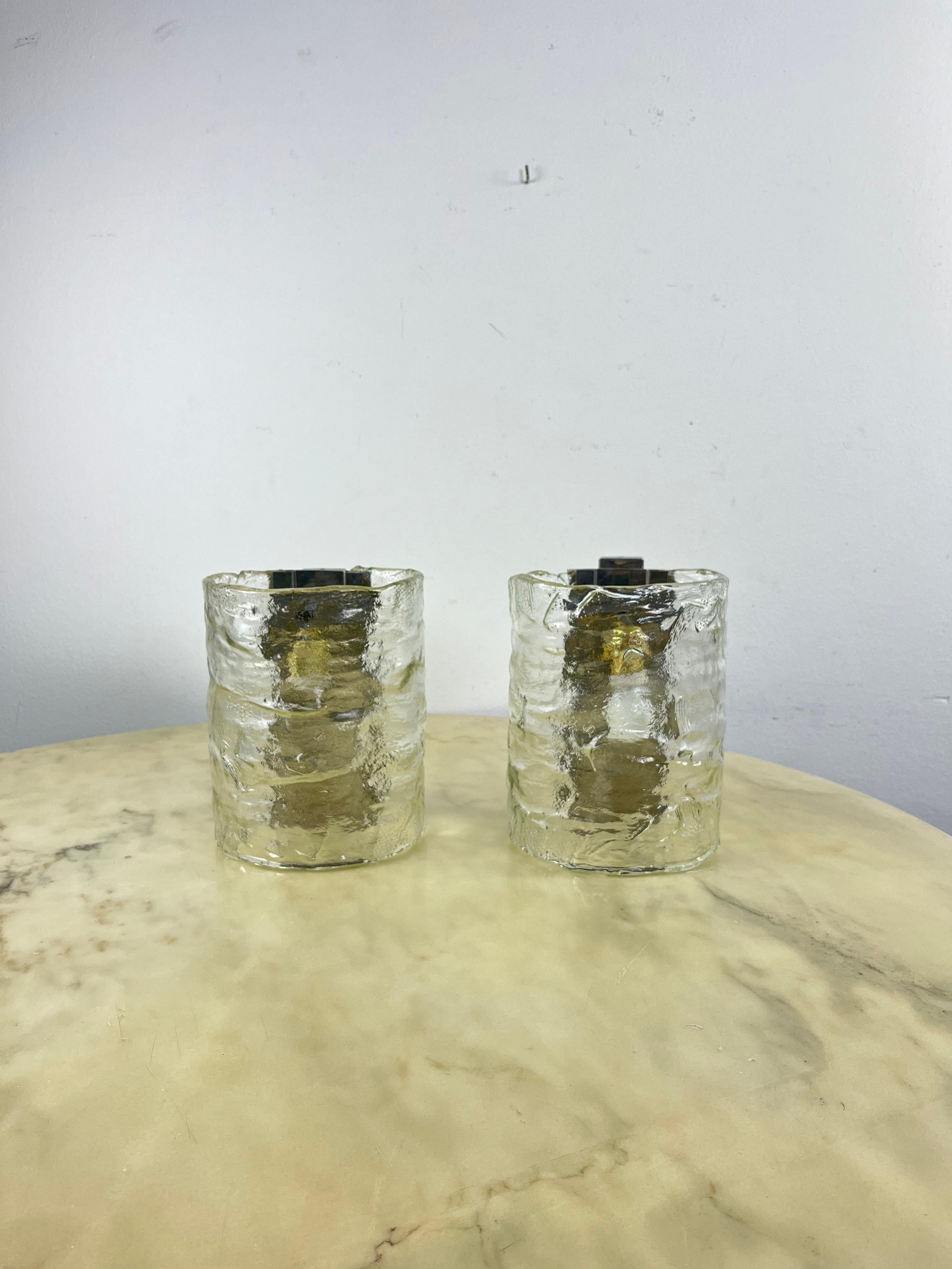Italiano Set di 2 lampade da parete in vetro di Murano della metà del secolo scorso, attribuite a Gino Cenedese, anni '60 in vendita