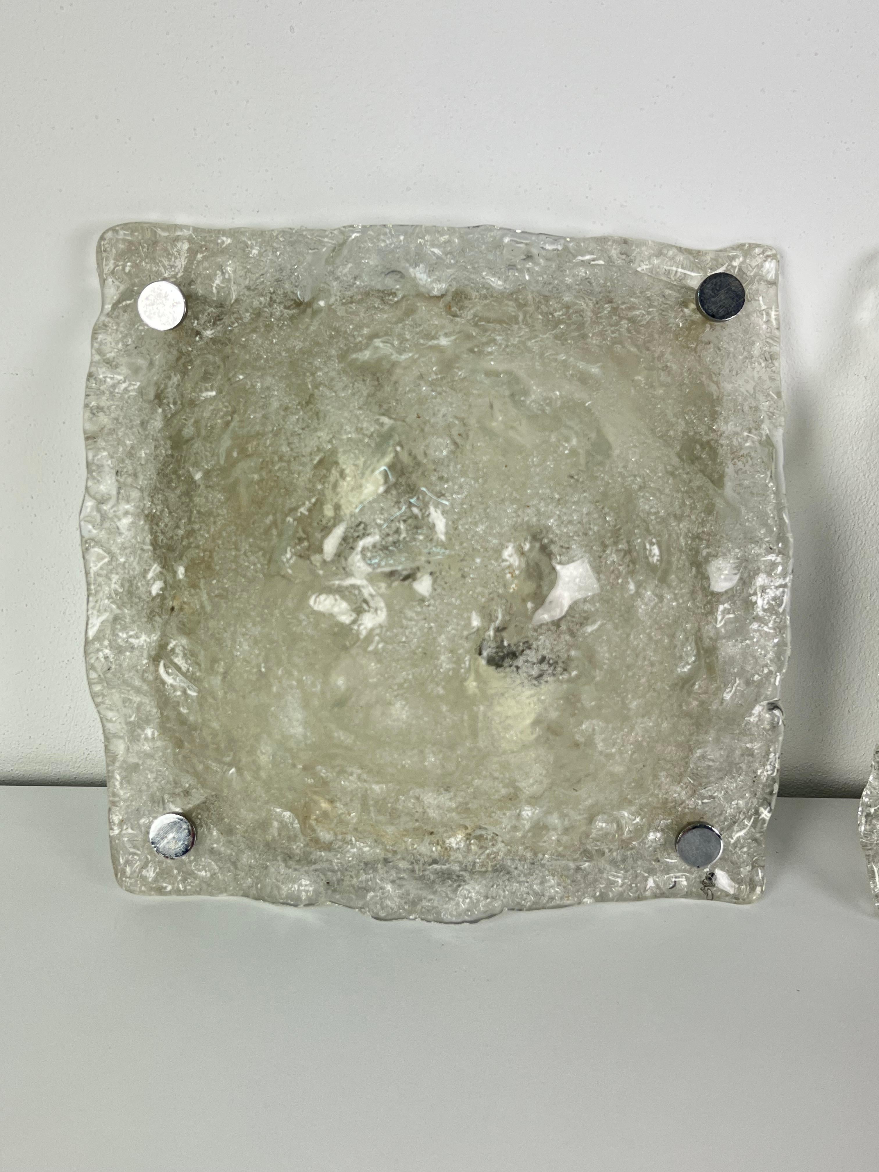 Juego de 2 lámparas de pared de cristal de Murano de mediados de siglo de Carlo Nason para Mazzega, años 60 en venta 6