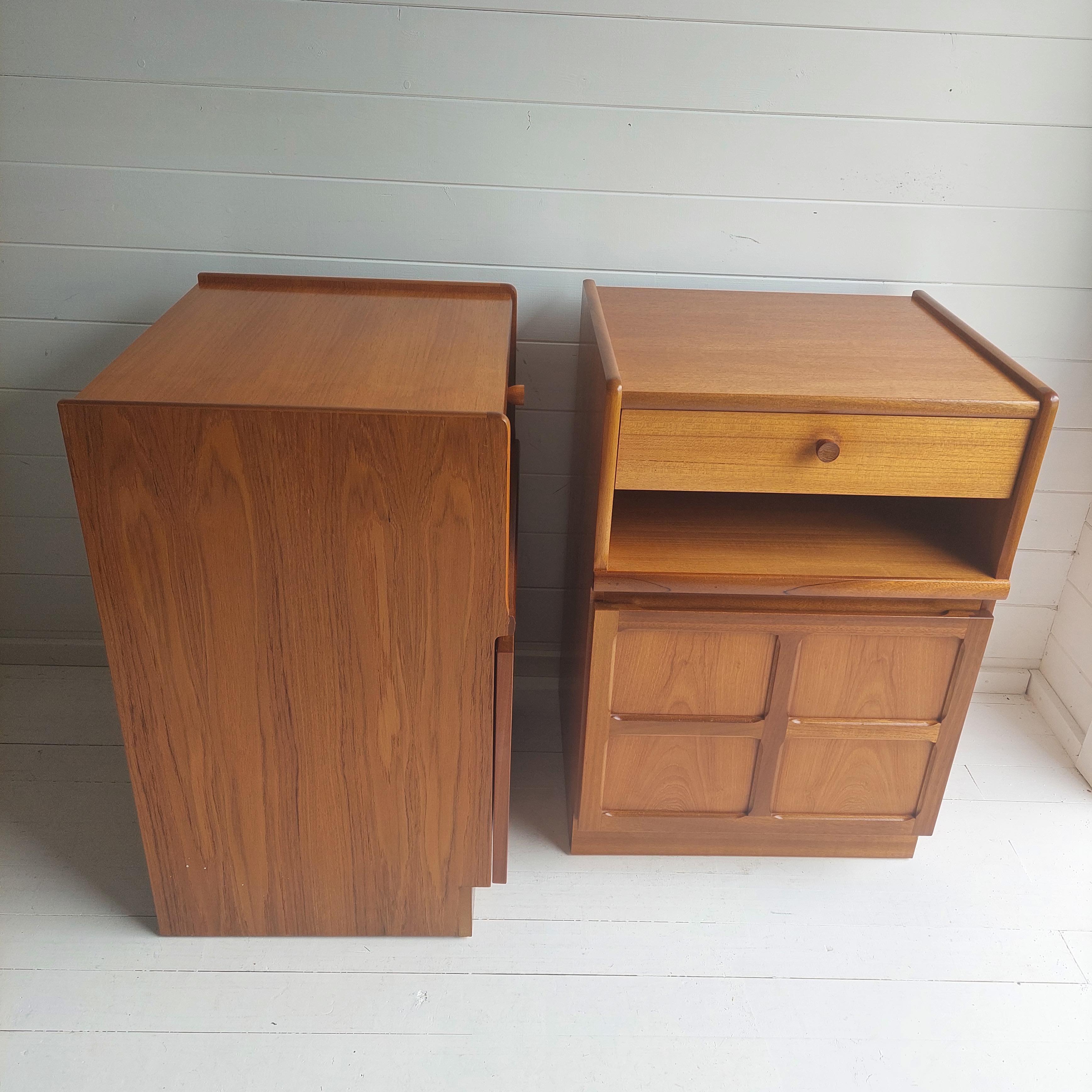 Set of 2 Mid Century Nathan Squares Teak Bedside Cabinets Nightstands, 1970s 4