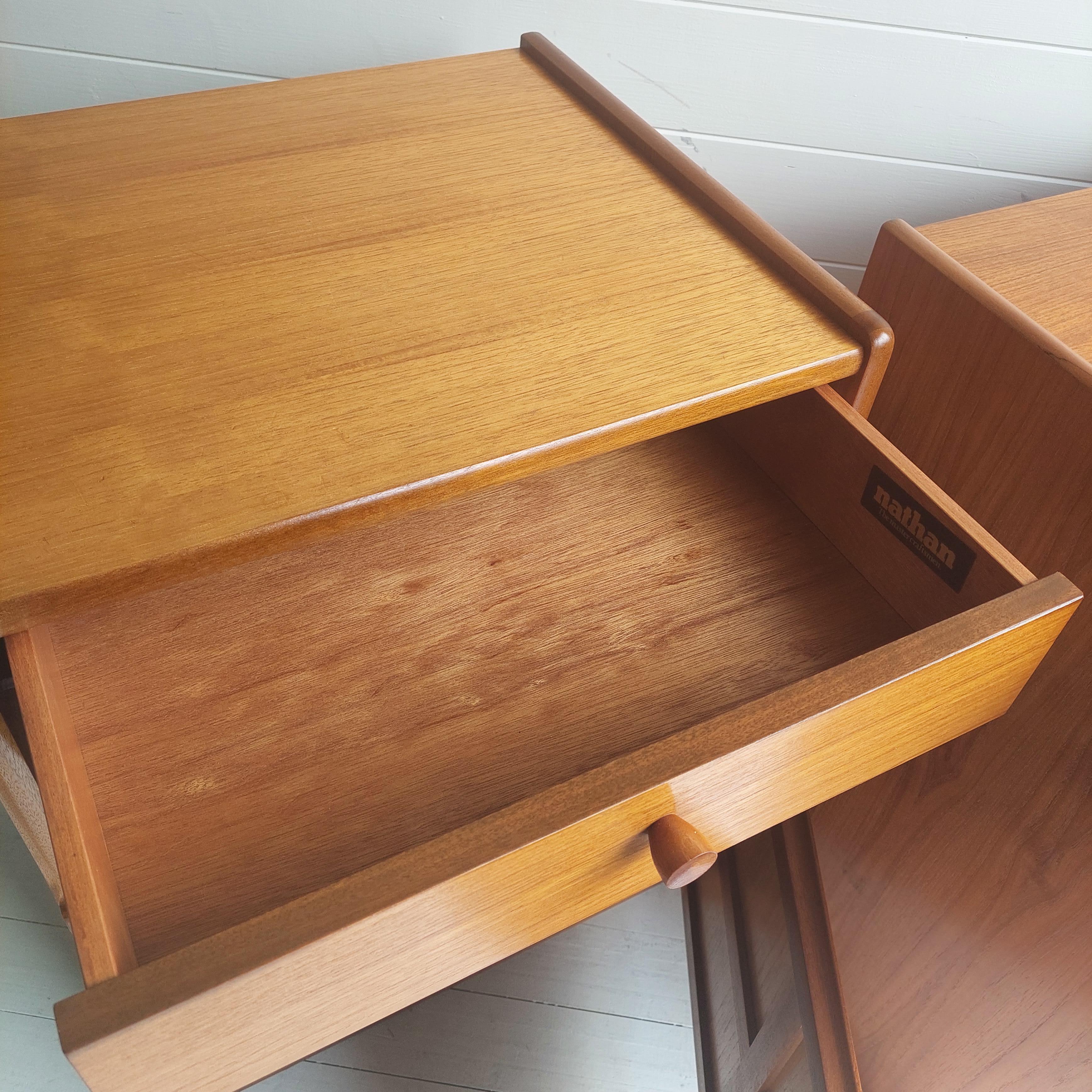 Set of 2 Mid Century Nathan Squares Teak Bedside Cabinets Nightstands, 1970s 5