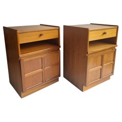 Set of 2 Mid Century Nathan Squares Teak Bedside Cabinets Nightstands, 1970s