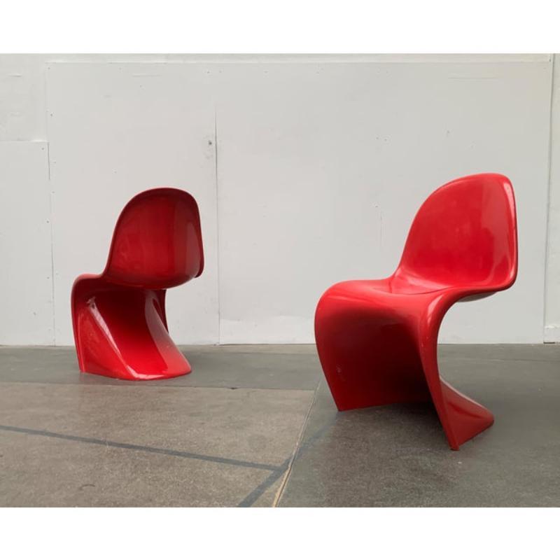 Mid-Century moderno Set di 2 sedie Panton di metà secolo di Verner Panton, anni '80 in vendita
