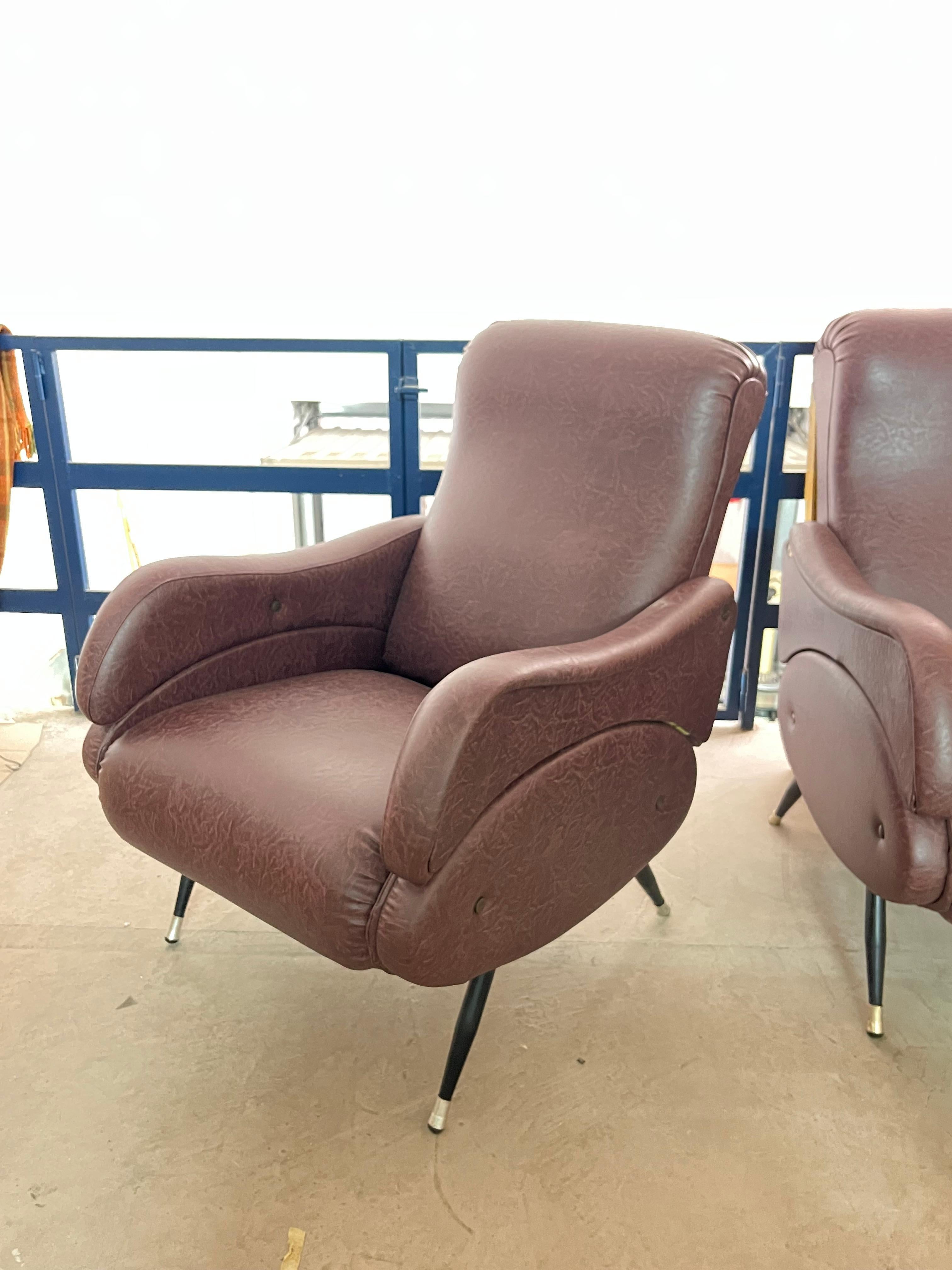Set Of 2 Mid-Century Reclining Armchairs Attributed To Nello Pini, 1960s 2