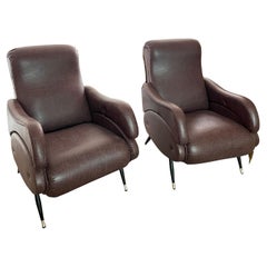 Set Of 2 Mid-Century Reclining Armchairs Attributed To Nello Pini, 1960s