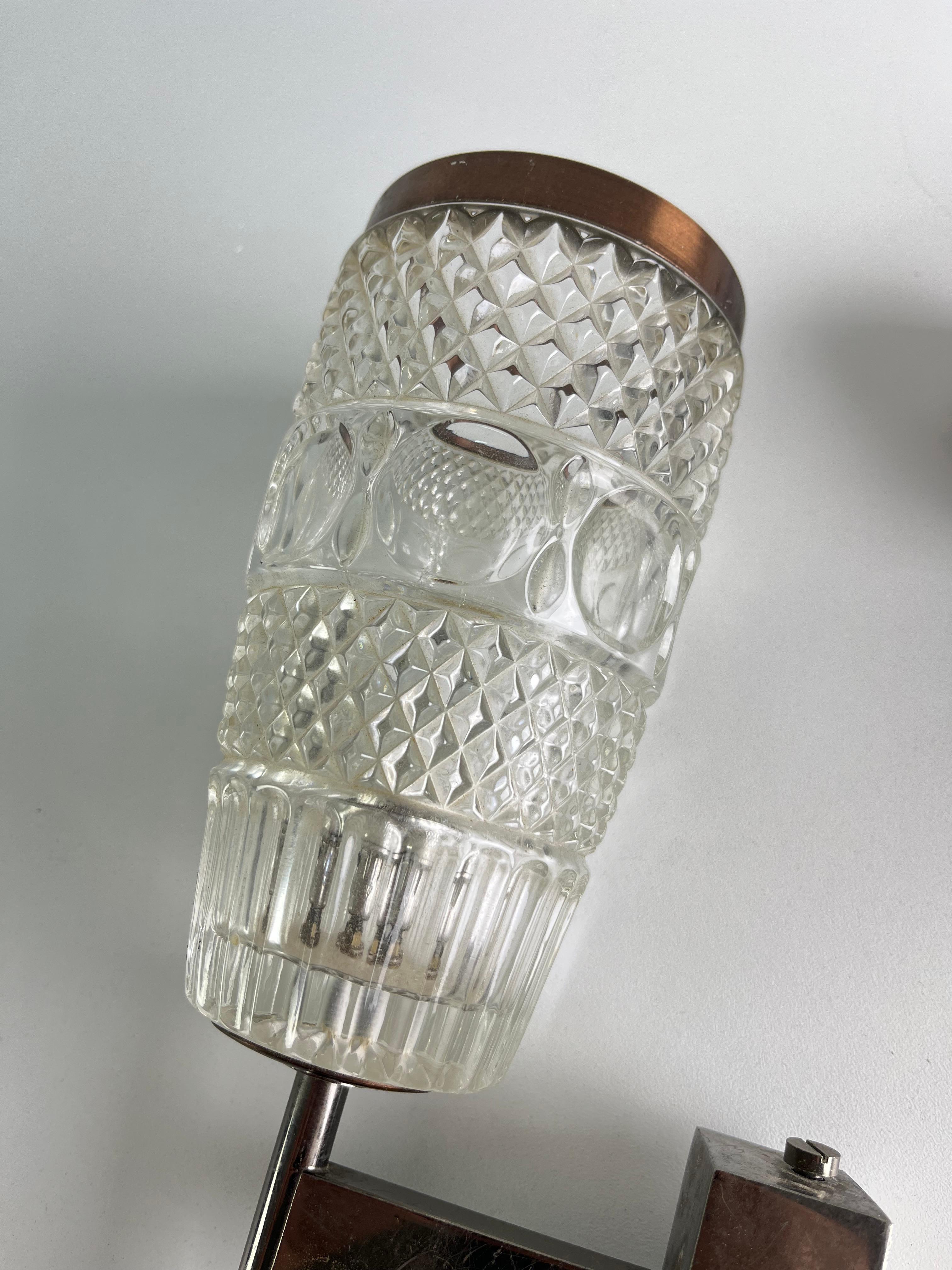 Set of 2 Mid-century Rostrato Glass Wall Lamps, 1950s in vendita 5