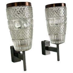 Set of 2 Mid-century Rostrato Glass Wall Lamps, 1950s