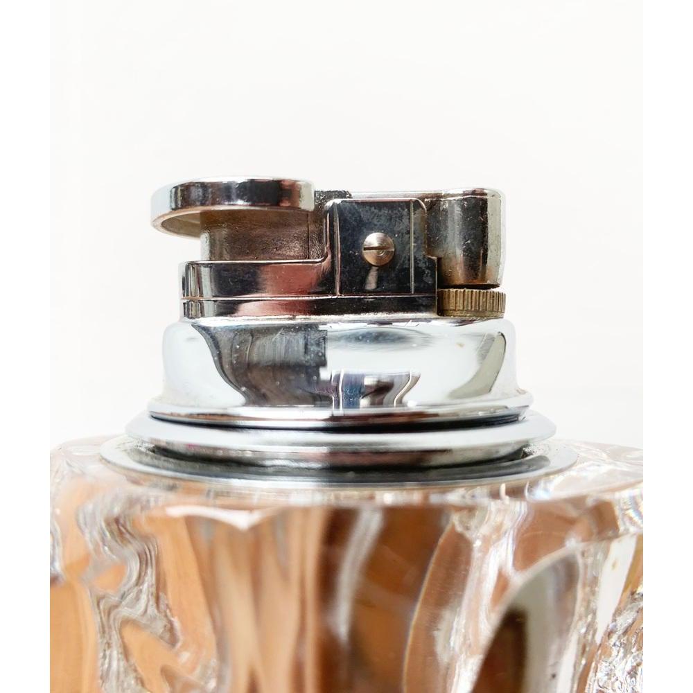 Set of 2 Mid-Century Scandinavian Heavy Ice Glass Table Lighter & Ashtray, 1960s For Sale 4