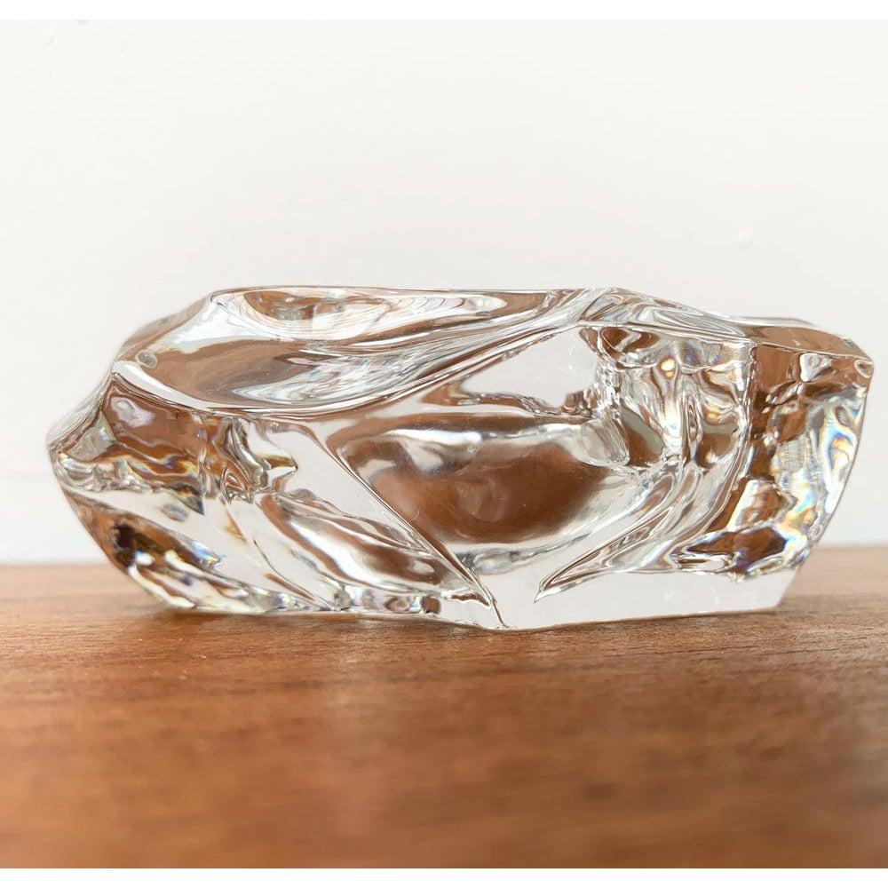 Metal Set of 2 Mid-Century Scandinavian Heavy Ice Glass Table Lighter & Ashtray, 1960s For Sale