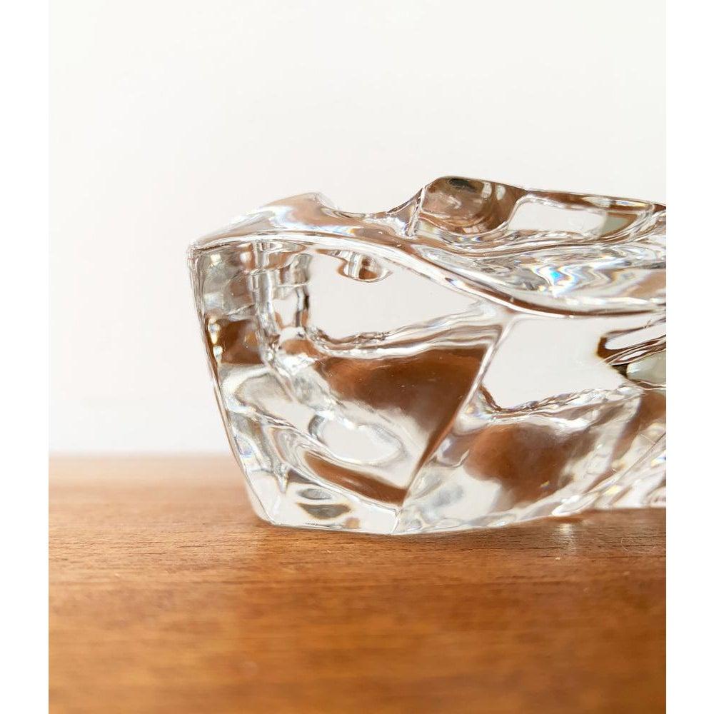 Set of 2 Mid-Century Scandinavian Heavy Ice Glass Table Lighter & Ashtray, 1960s For Sale 1