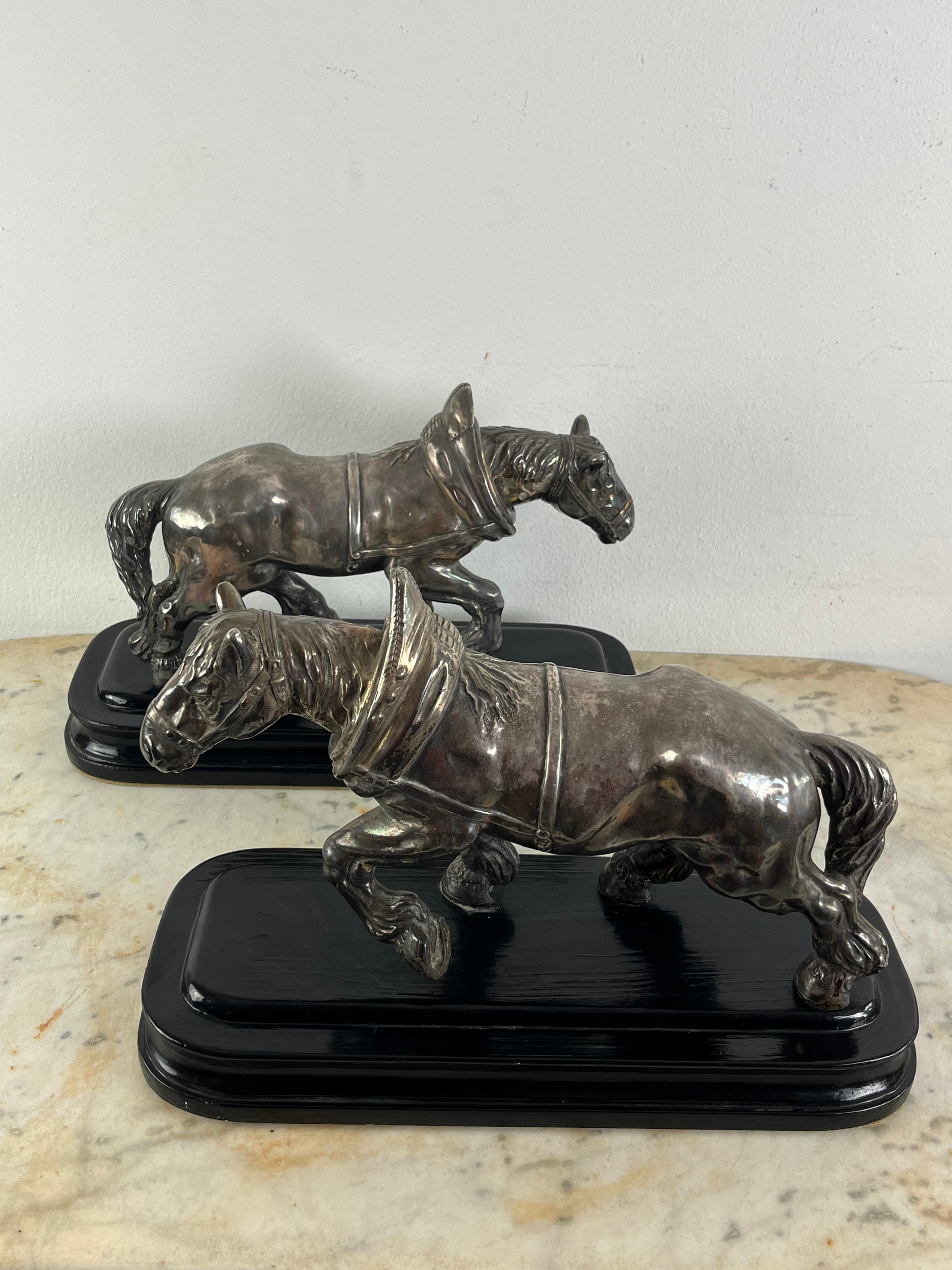 Set di 2 cavalli in bronzo argentato di metà secolo, attribuito a Jean Joire, anni '30 in vendita 4