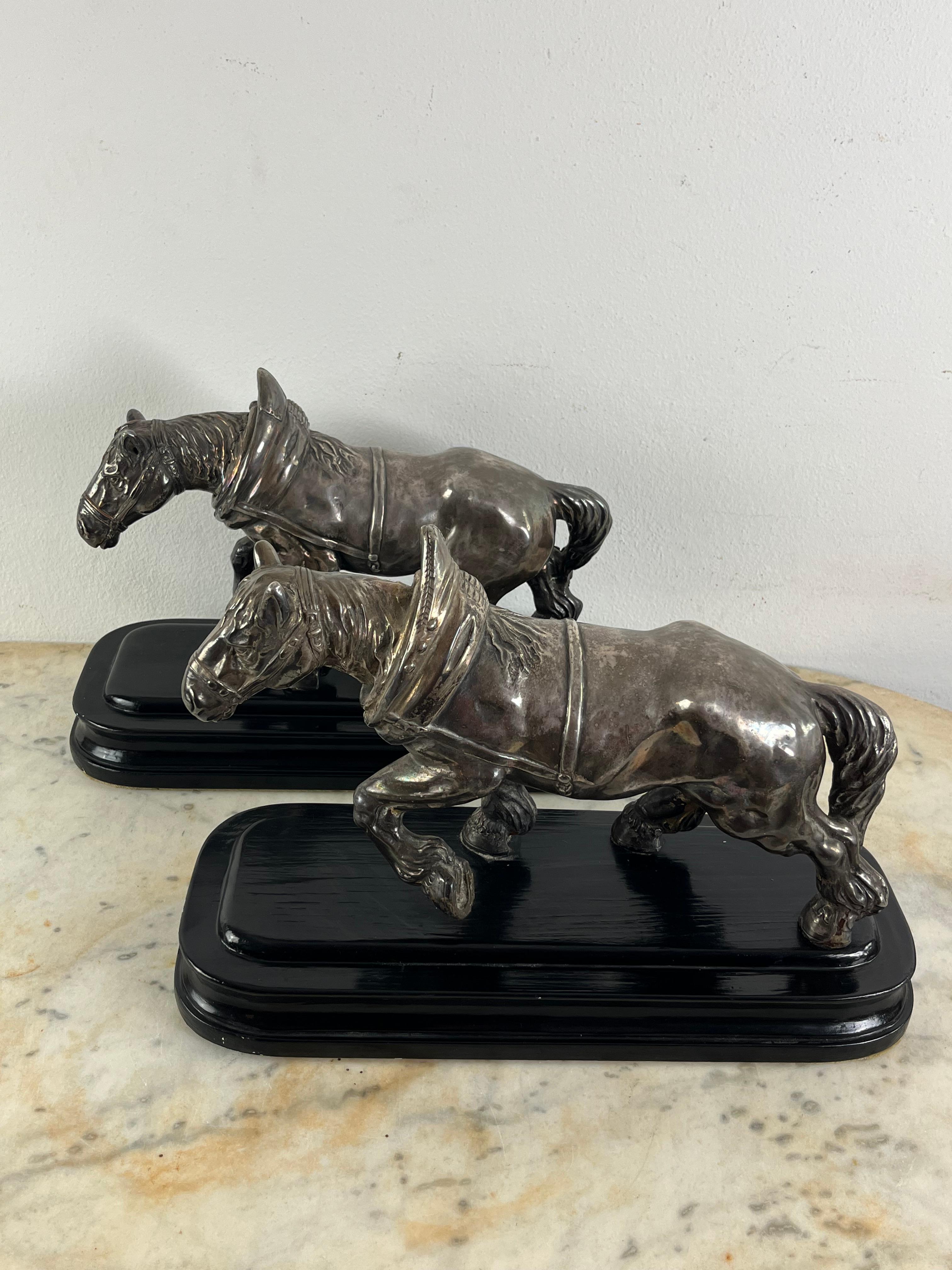 Set di 2 cavalli in bronzo argentato di metà secolo, attribuito a Jean Joire, anni '30 in vendita 5