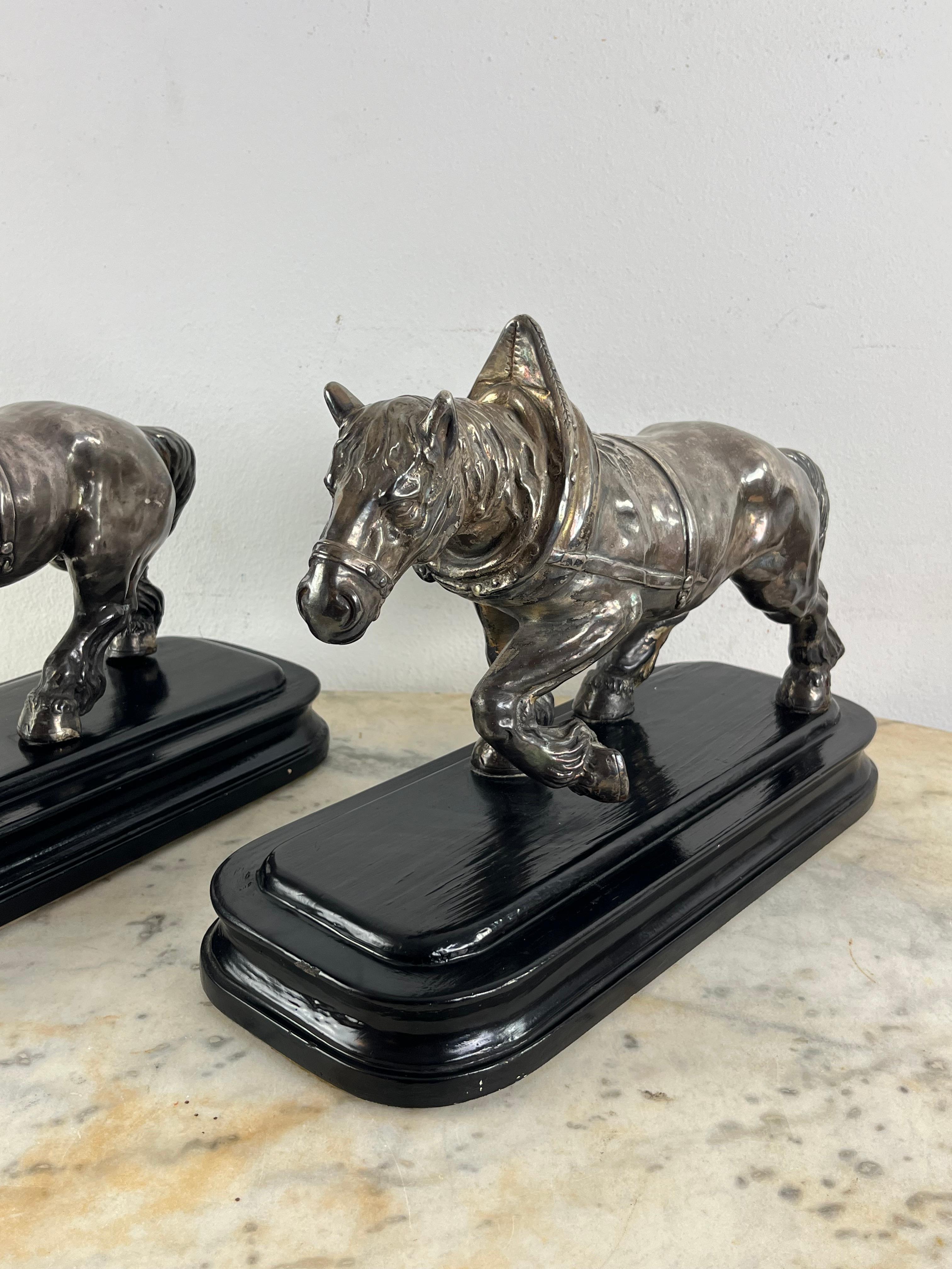 Set di 2 cavalli in bronzo argentato di metà secolo, attribuito a Jean Joire, anni '30 in vendita 6