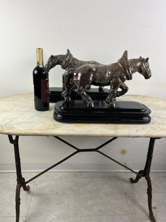 Set of 2 Mid-Century Silvered Bronze Horses, Attributed to Jean Joire, 1930s