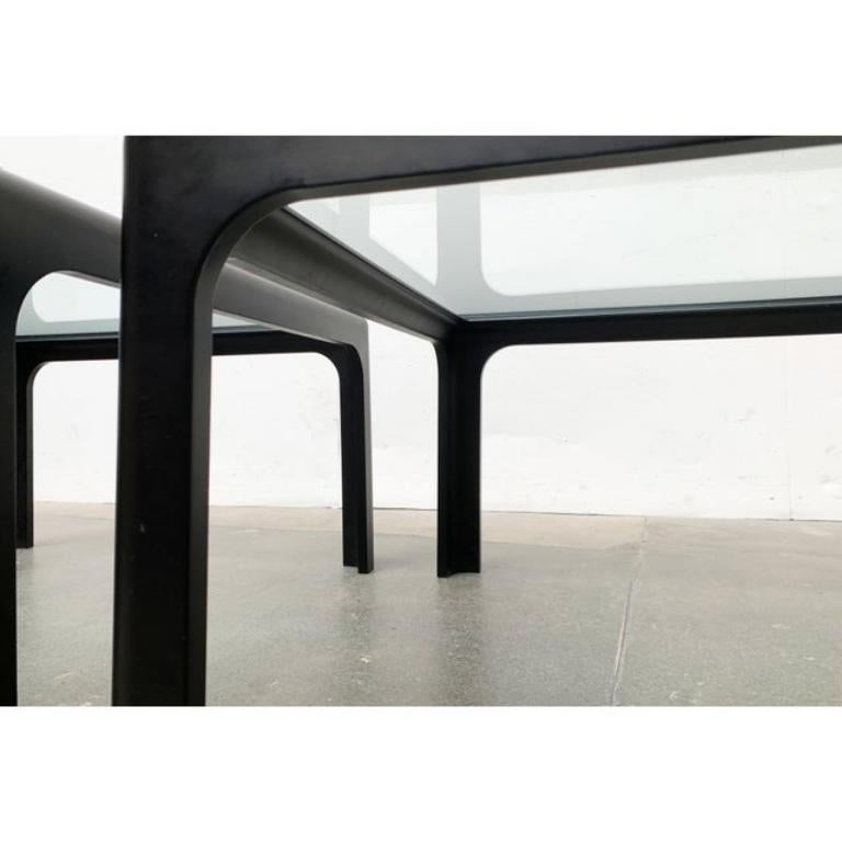 Verre Ensemble de 2 tables basses en verre de l'ère spatiale du milieu du siècle dernier, Peter Ghyczy, années 1960 en vente