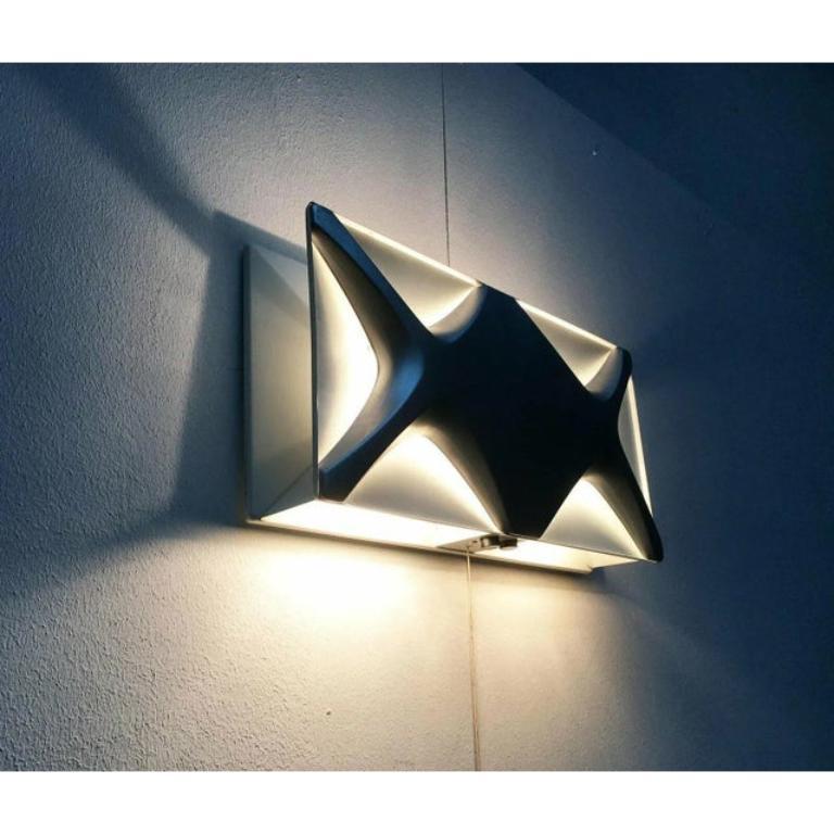 Metal Set of 2 Mid-Century Space Age Cross Oyster Style Wall Lamp by Klaus Link, 1960s For Sale