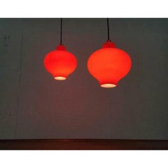 Set of 2 Mid-Century Space Age Glass Pendant Lamps by Hans-Agne Jakobsson, 1960s