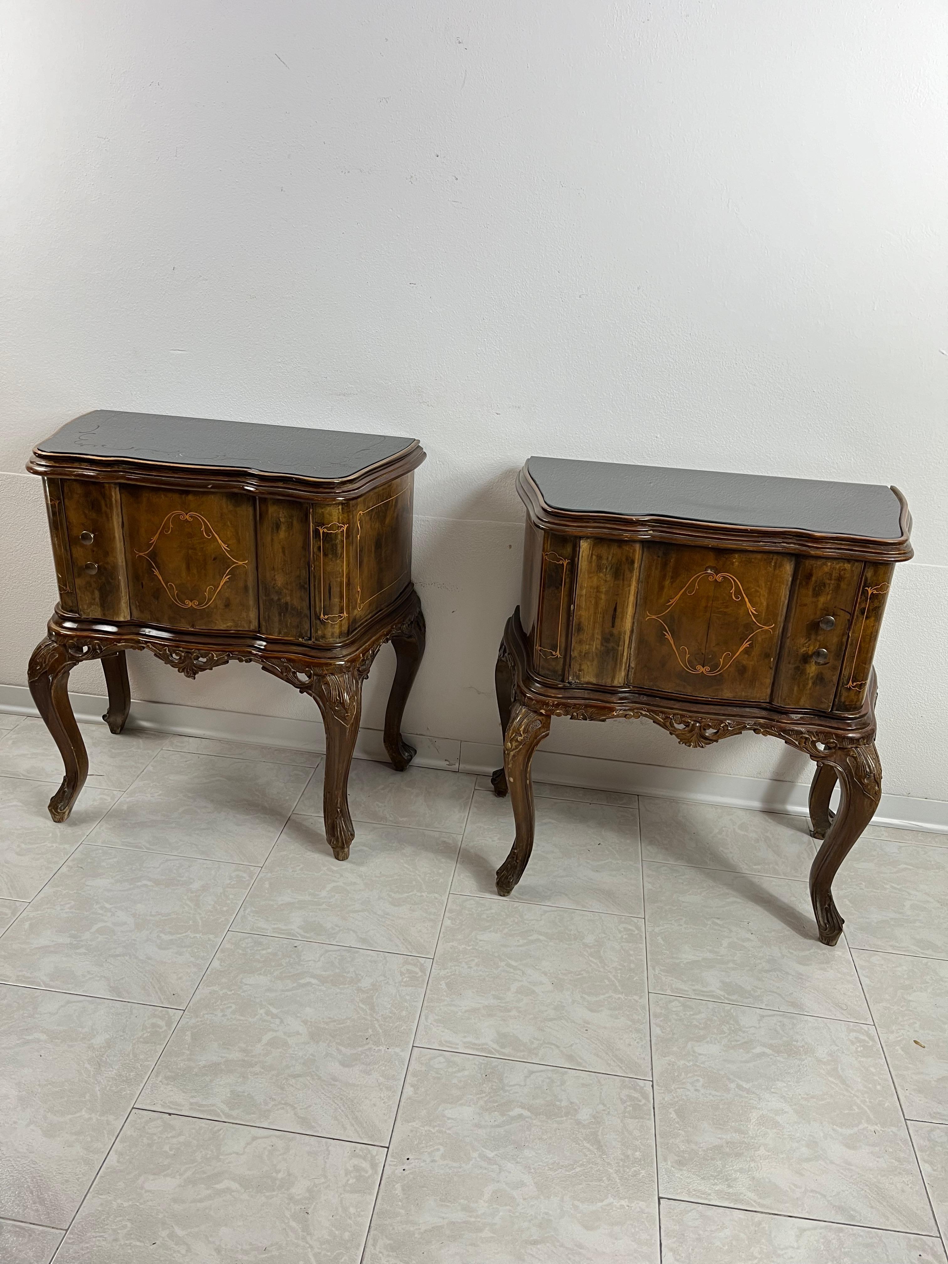 Set of 2 Mid-Century Spinelli & Anzani 1950s Bedside Tables In Good Condition For Sale In Palermo, IT
